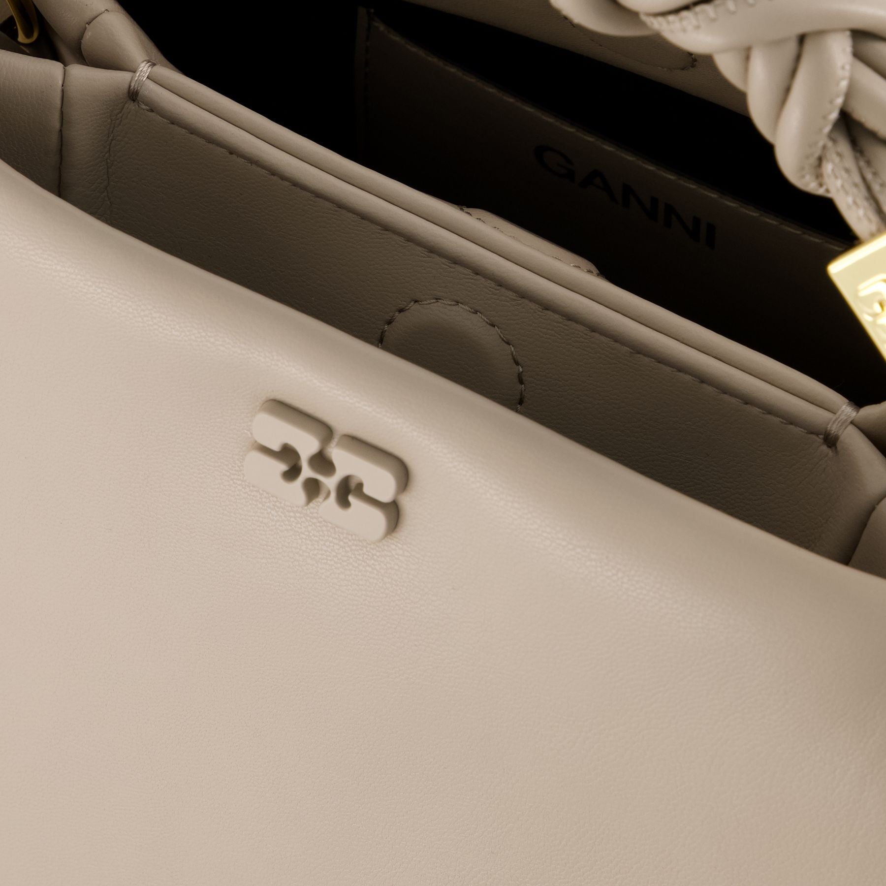 Sac à bandoulière Bou - Ganni - Cuir - Beige