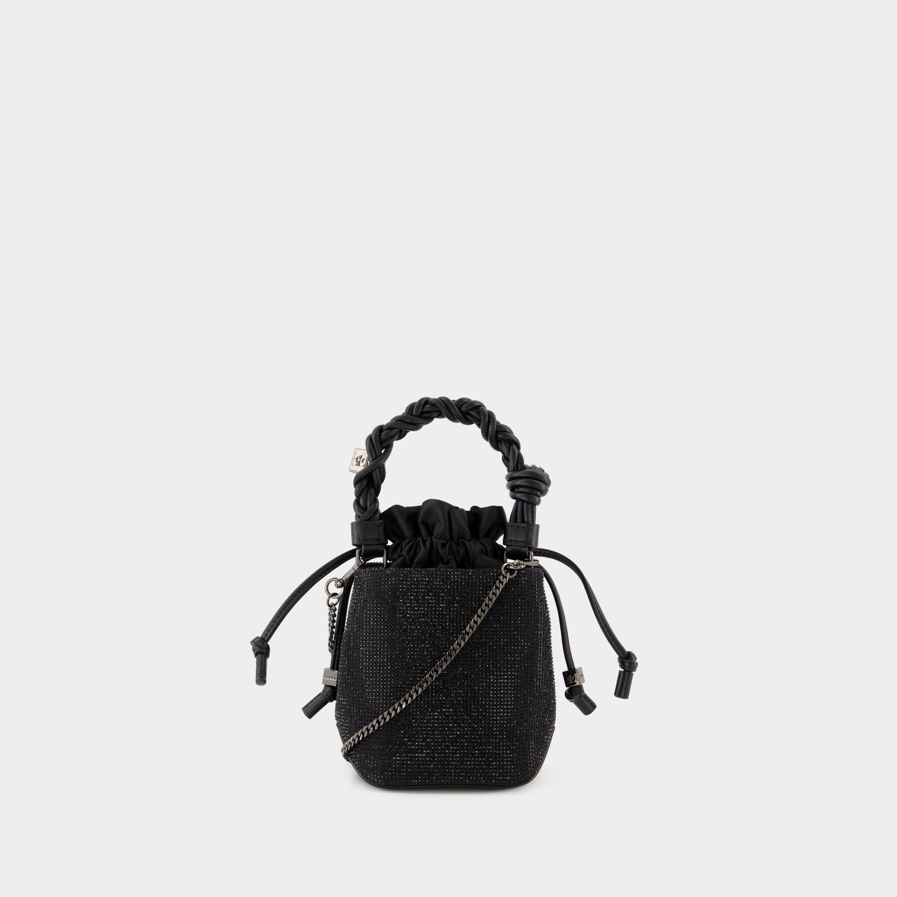 Sac À Bandoulière Bou Bucket Mini Strass - Ganni - Polyester - Noir