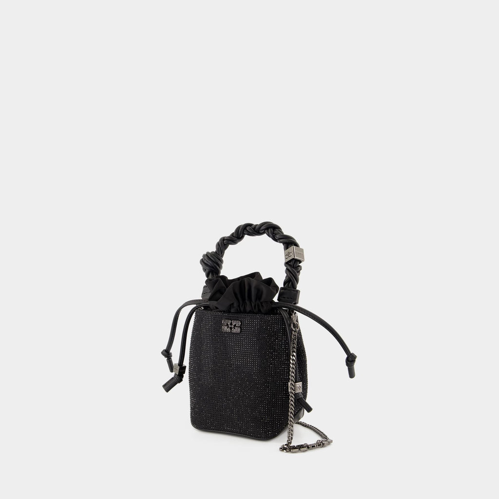 Sac À Bandoulière Bou Bucket Mini Strass - Ganni - Polyester - Noir