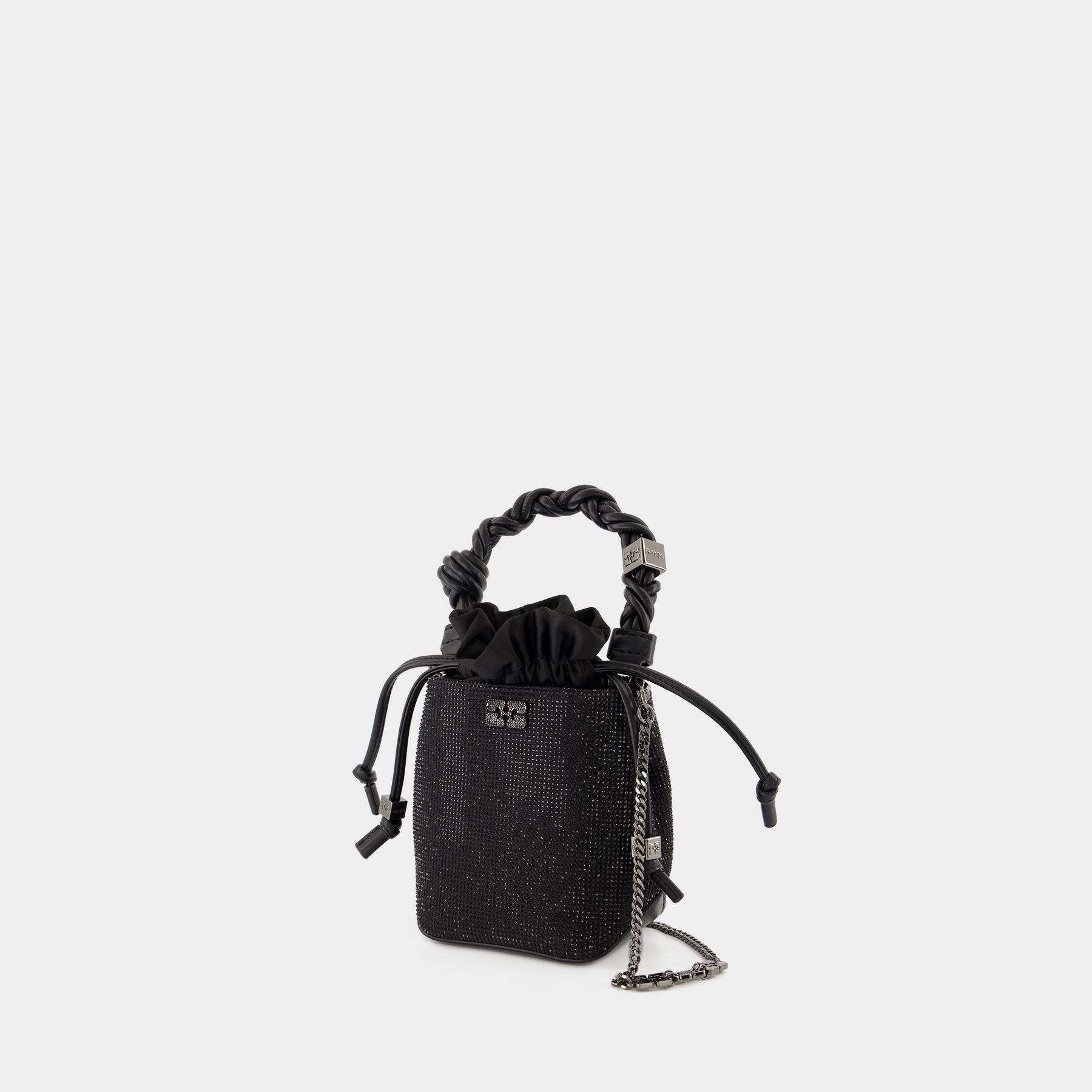 Sac À Bandoulière Bou Bucket Mini Strass - Ganni - Polyester - Noir