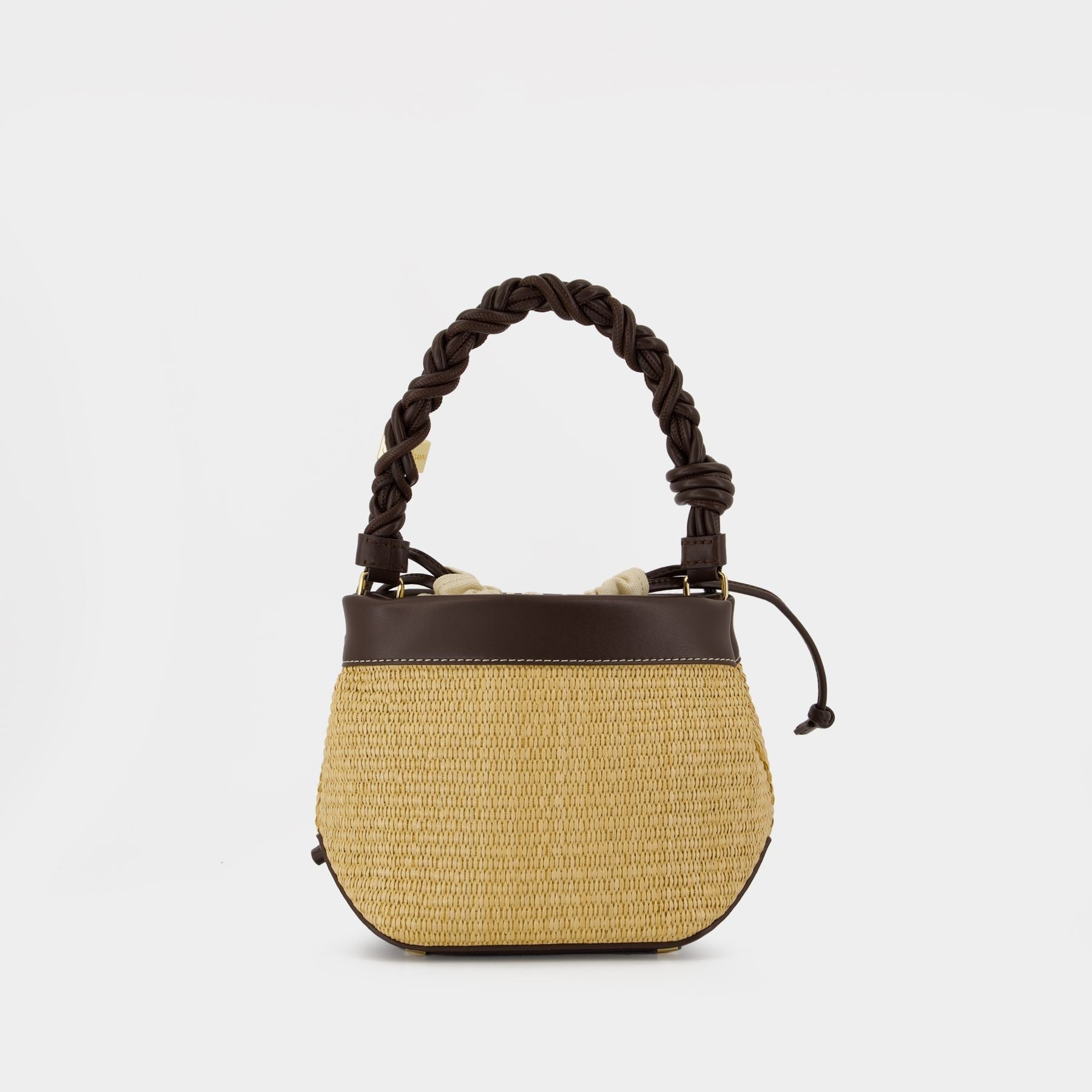 Sac À Bandoulière Bou Bucket - Ganni - Raphia - Marron