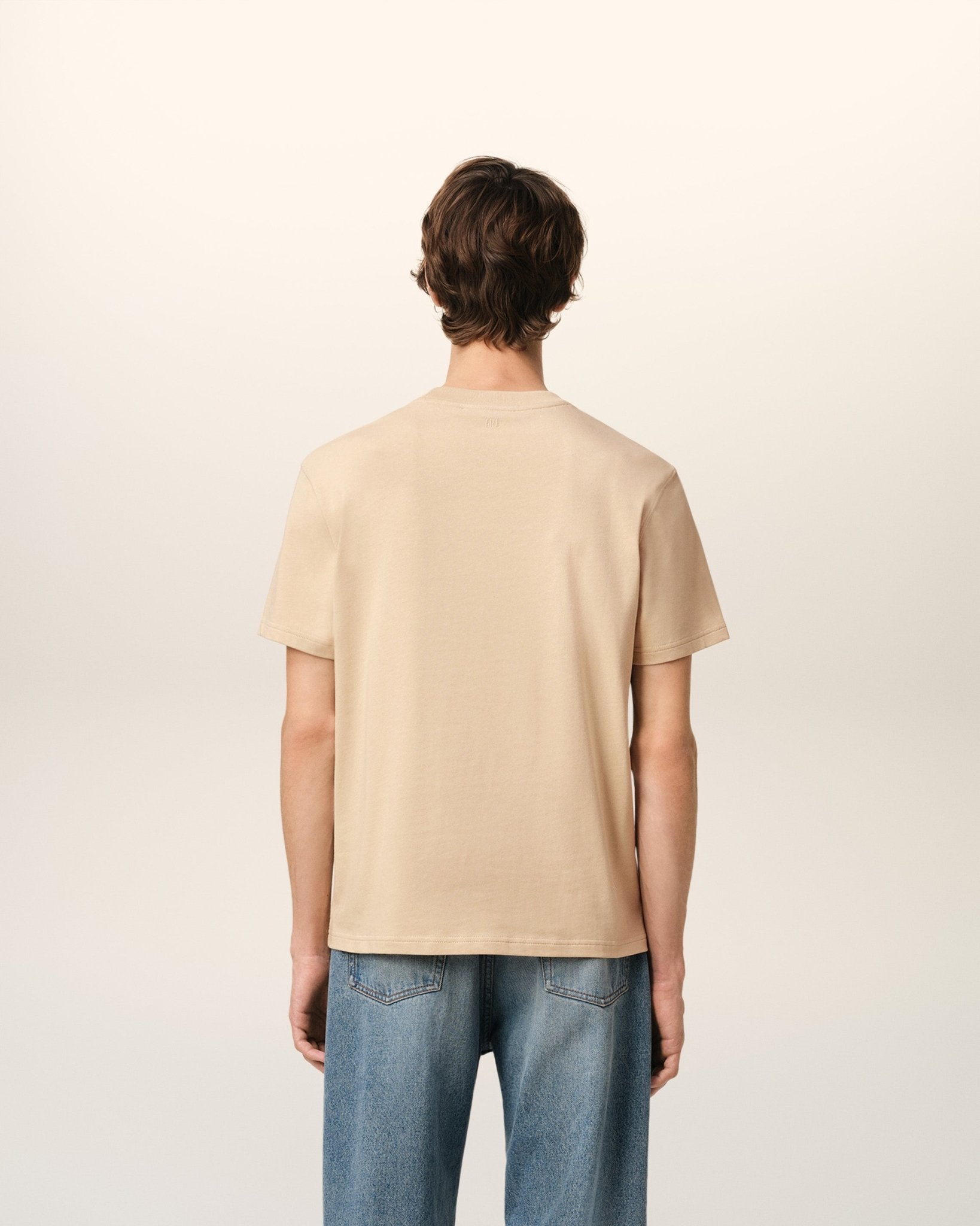 AMI PARIS - T-SHIRT AMI DE COEUR EN COTON Beige