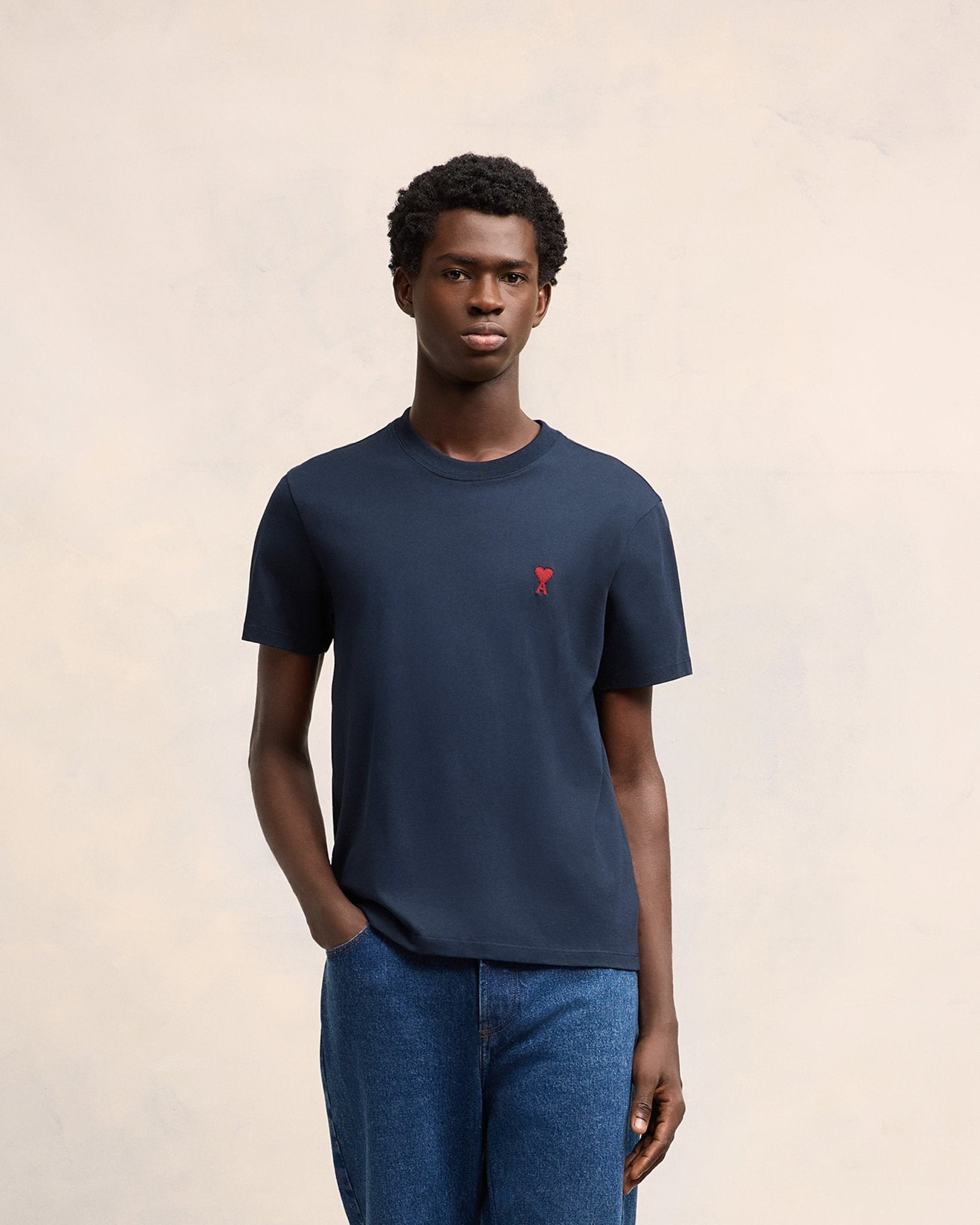 AMI PARIS - T-SHIRT AMI DE COEUR EN COTON Bleu marine
