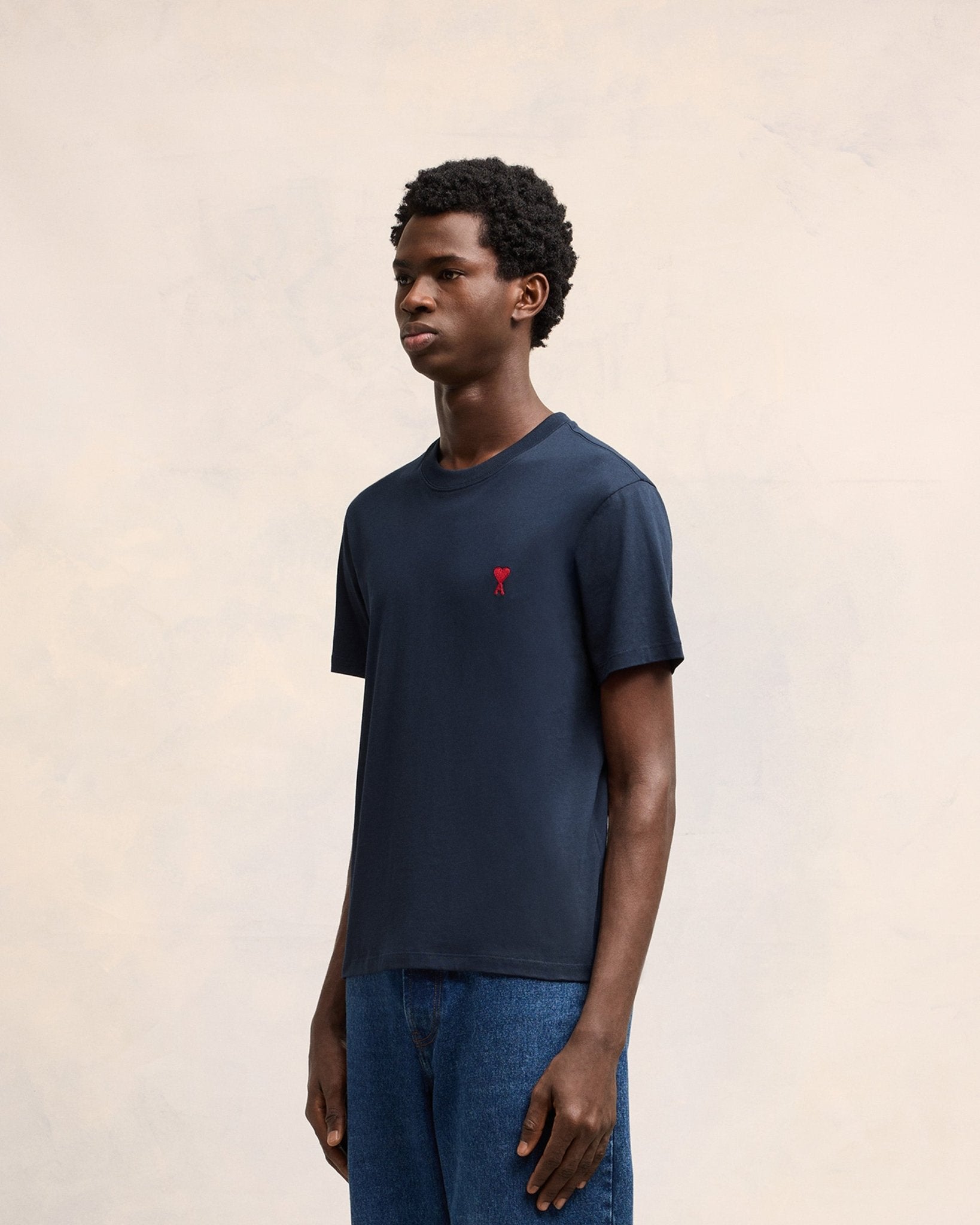 AMI PARIS - T-SHIRT AMI DE COEUR EN COTON Bleu marine