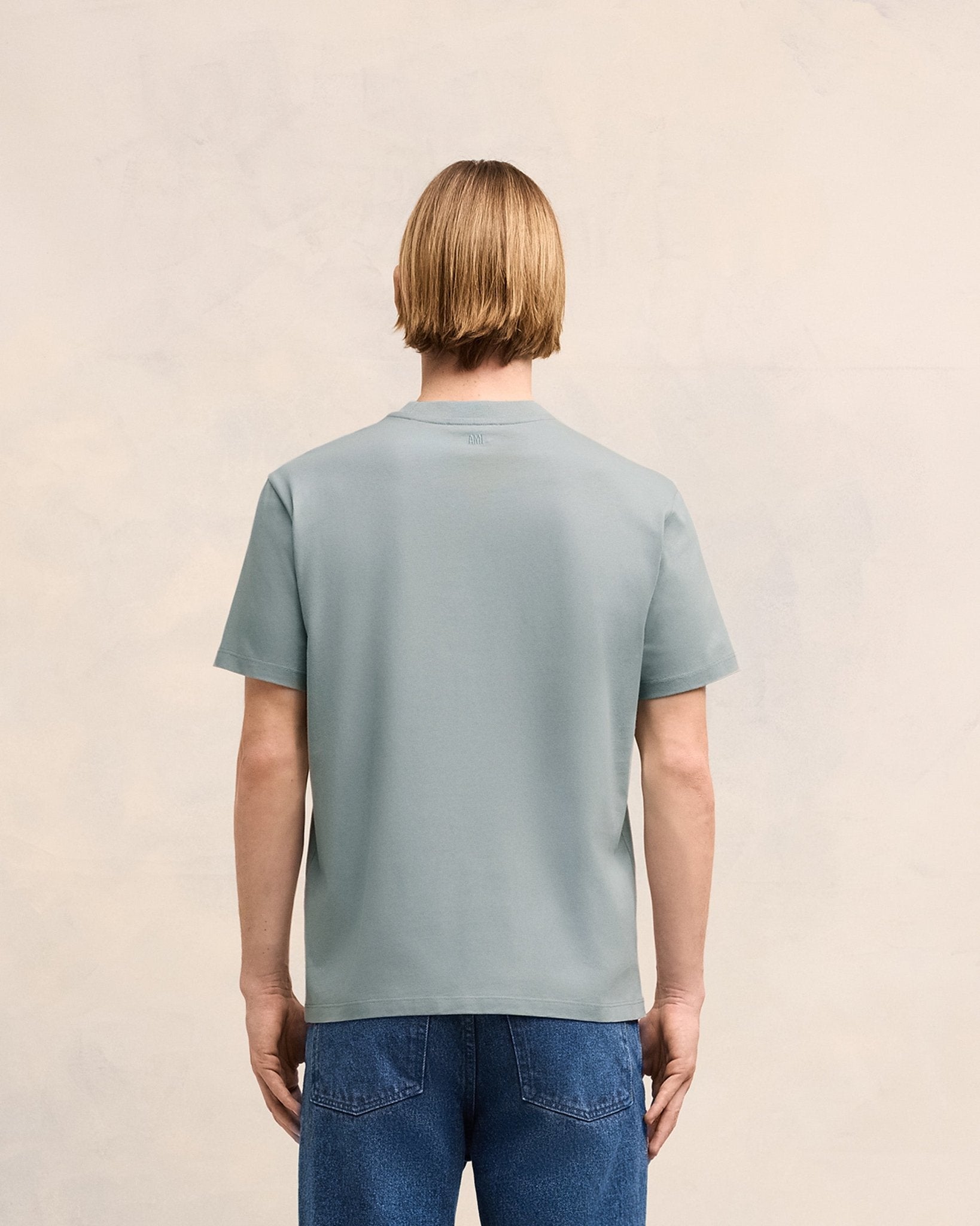 Ami Paris - T Shirt Bleu Argile Ami de Coeur