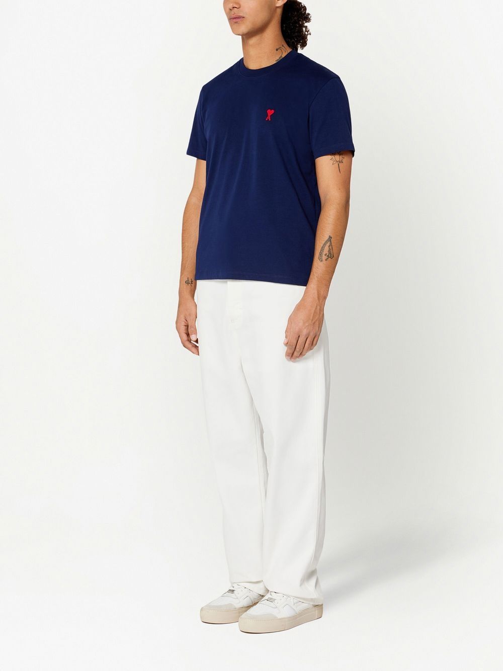 Ami Paris - T Shirt Bleu Nautique Ami de Coeur