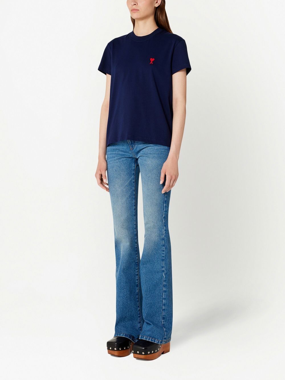 Ami Paris - T Shirt Bleu Nautique Ami de Coeur