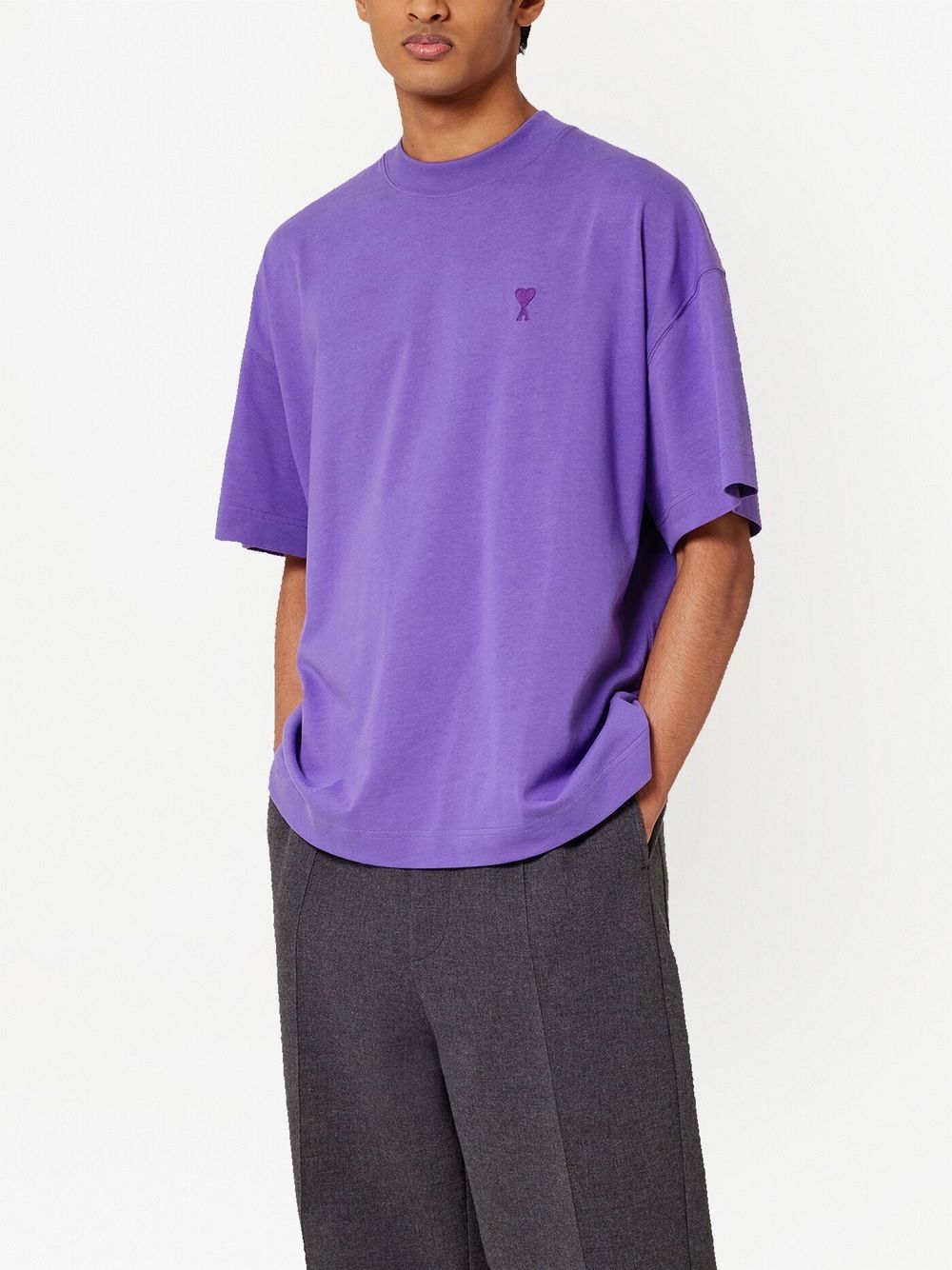 AMI Paris  - T-shirt coton bio violet