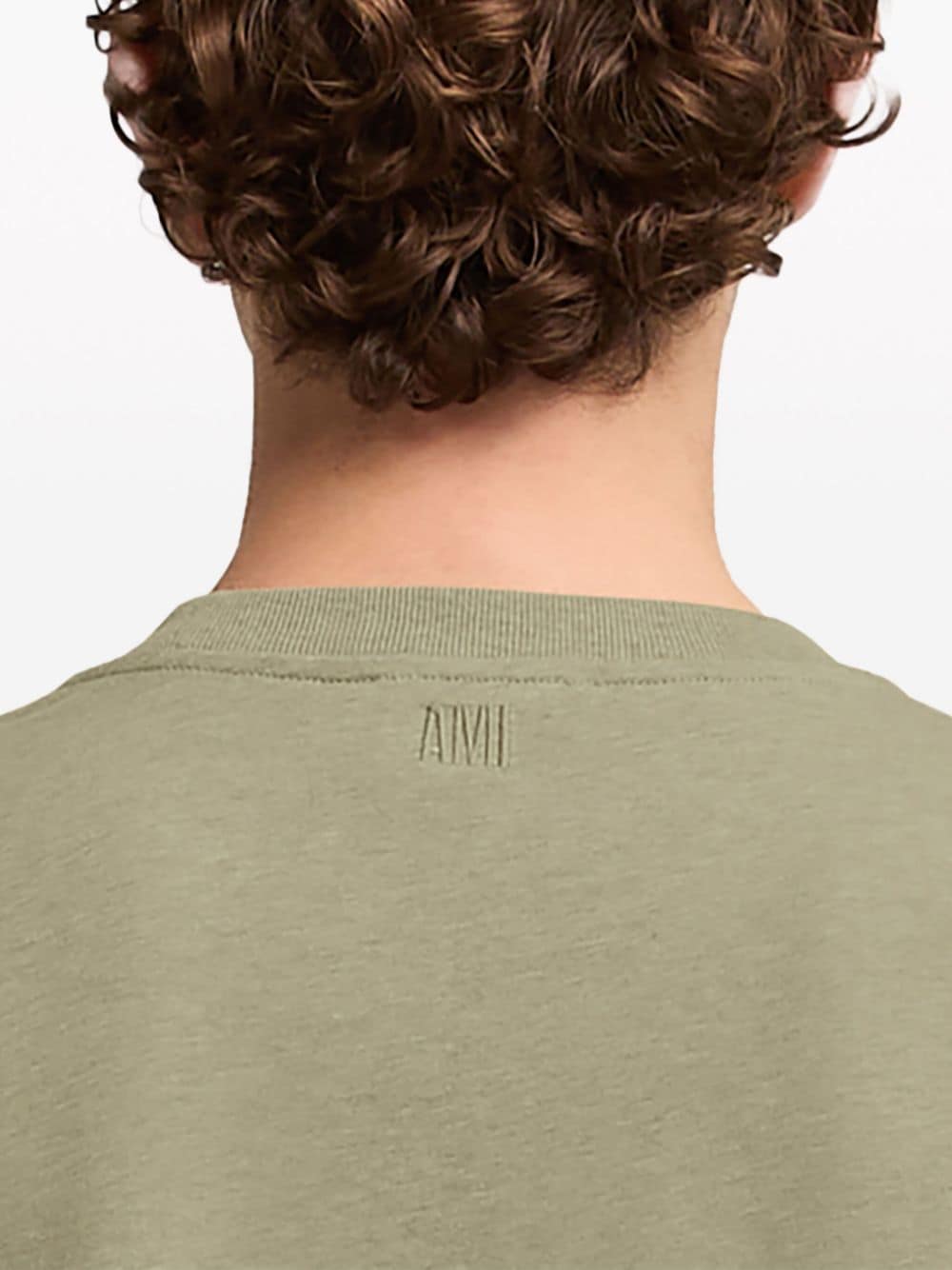 AMI Paris - T-shirt sauge chiné à logo brodé