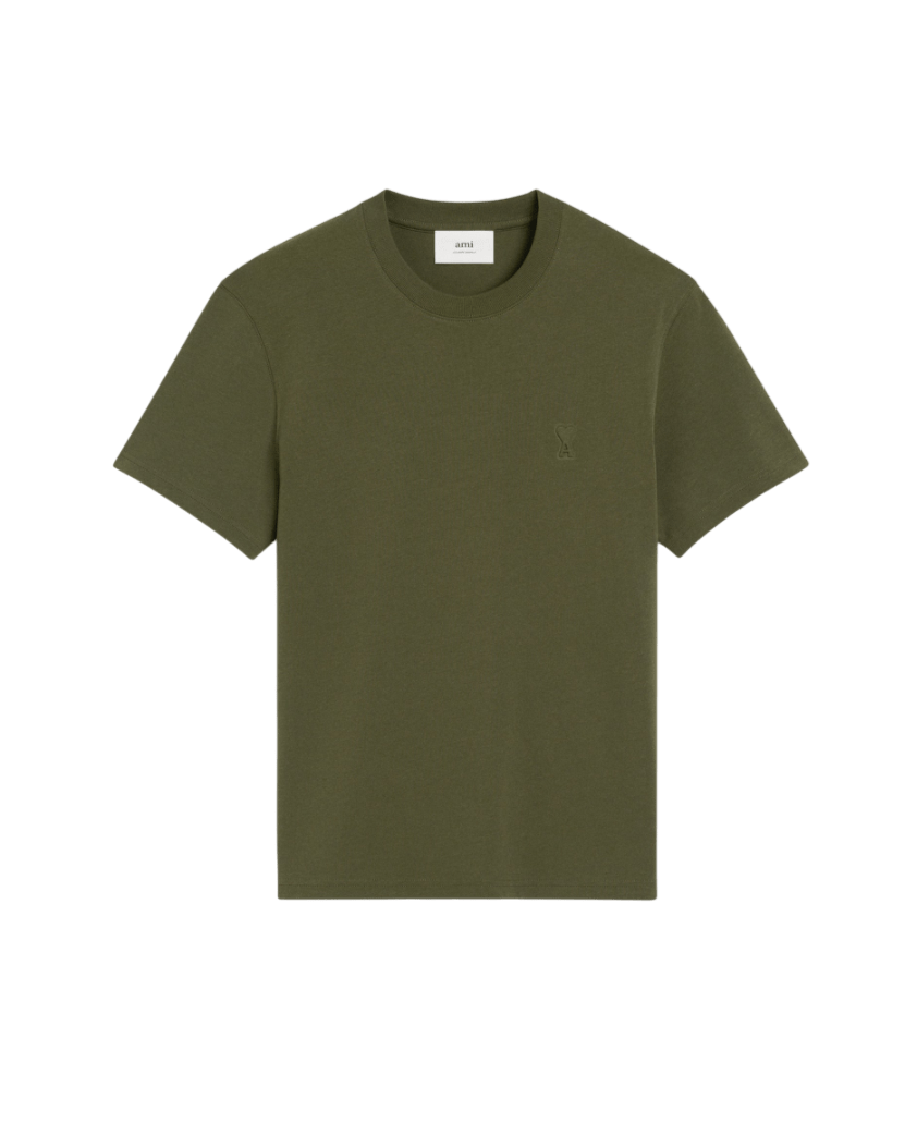 AMI PARIS - T-SHIRT VERT AMI DE COEUR EN COTON Vert