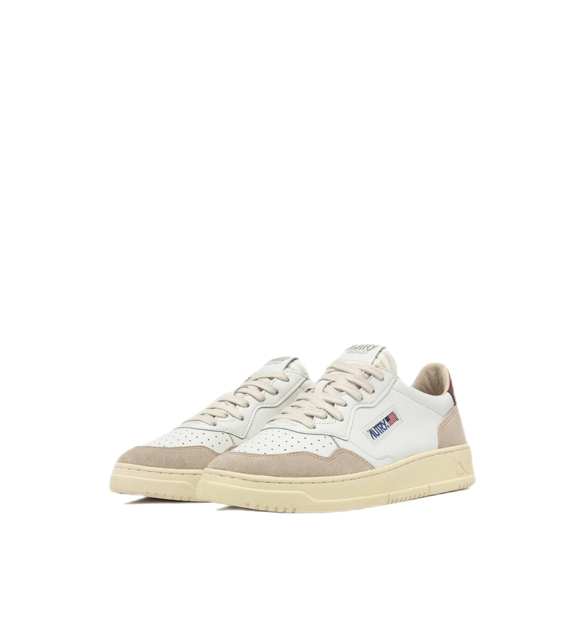 AUTRY - Basket basse Medalist cuir blanc et daim marron