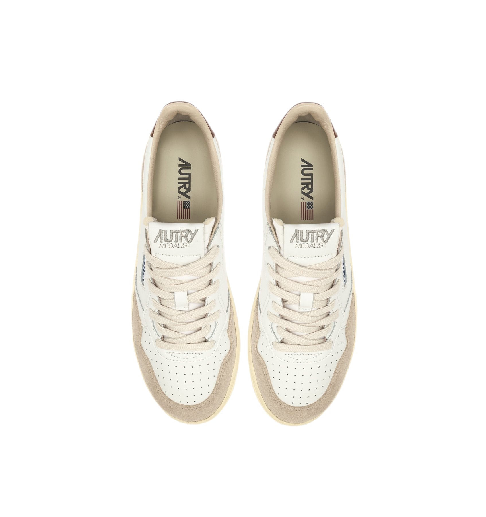 AUTRY - Basket basse Medalist cuir blanc et daim marron