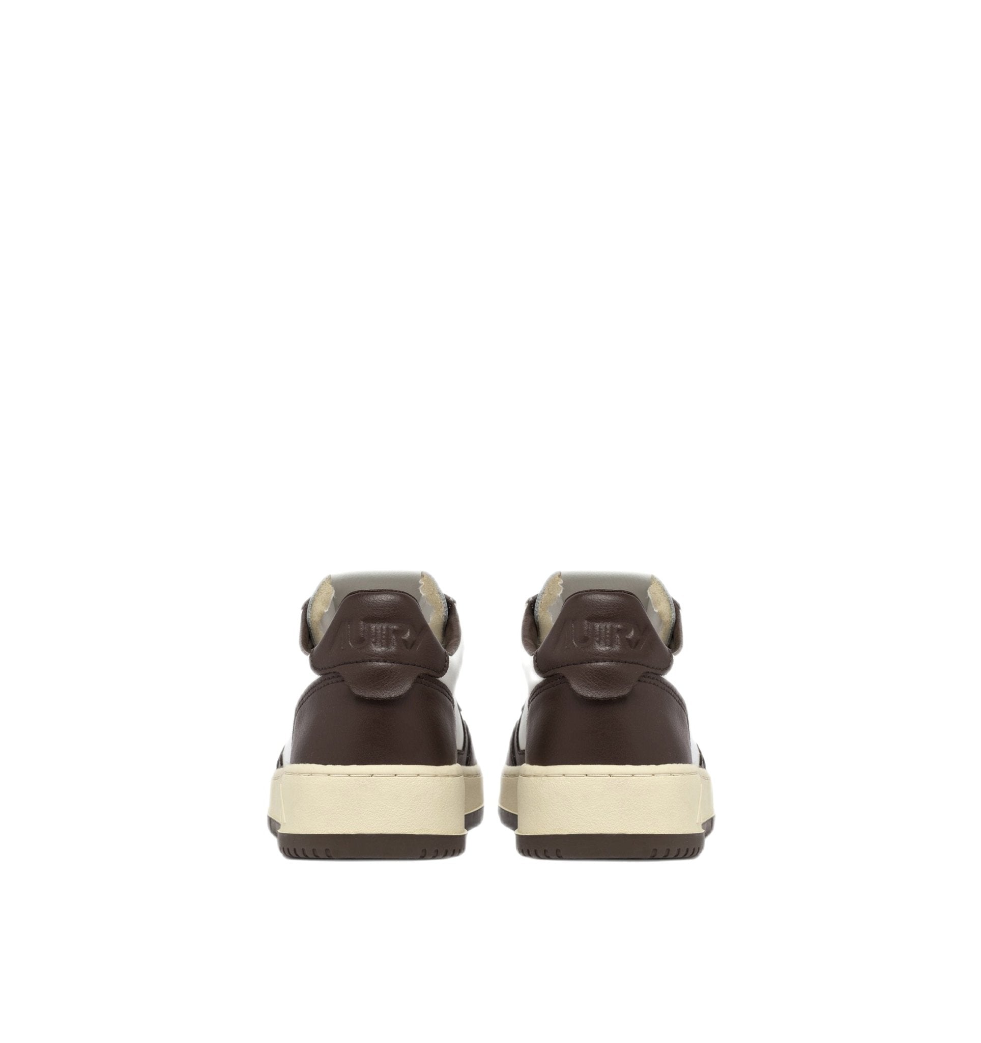 AUTRY - Basket basse Medalist cuir blanc et marron
