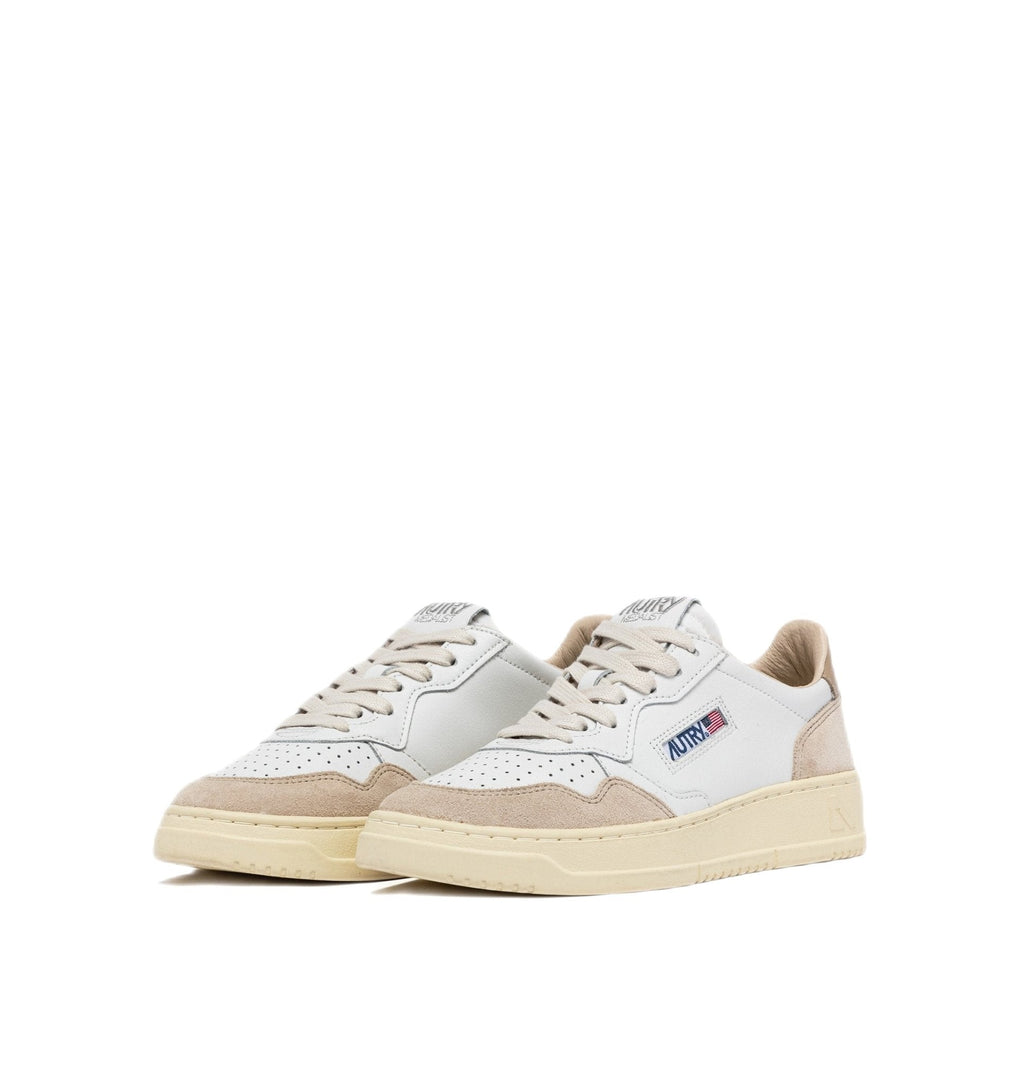 AUTRY - Basket basse Medalist cuir et daim blanc / beige