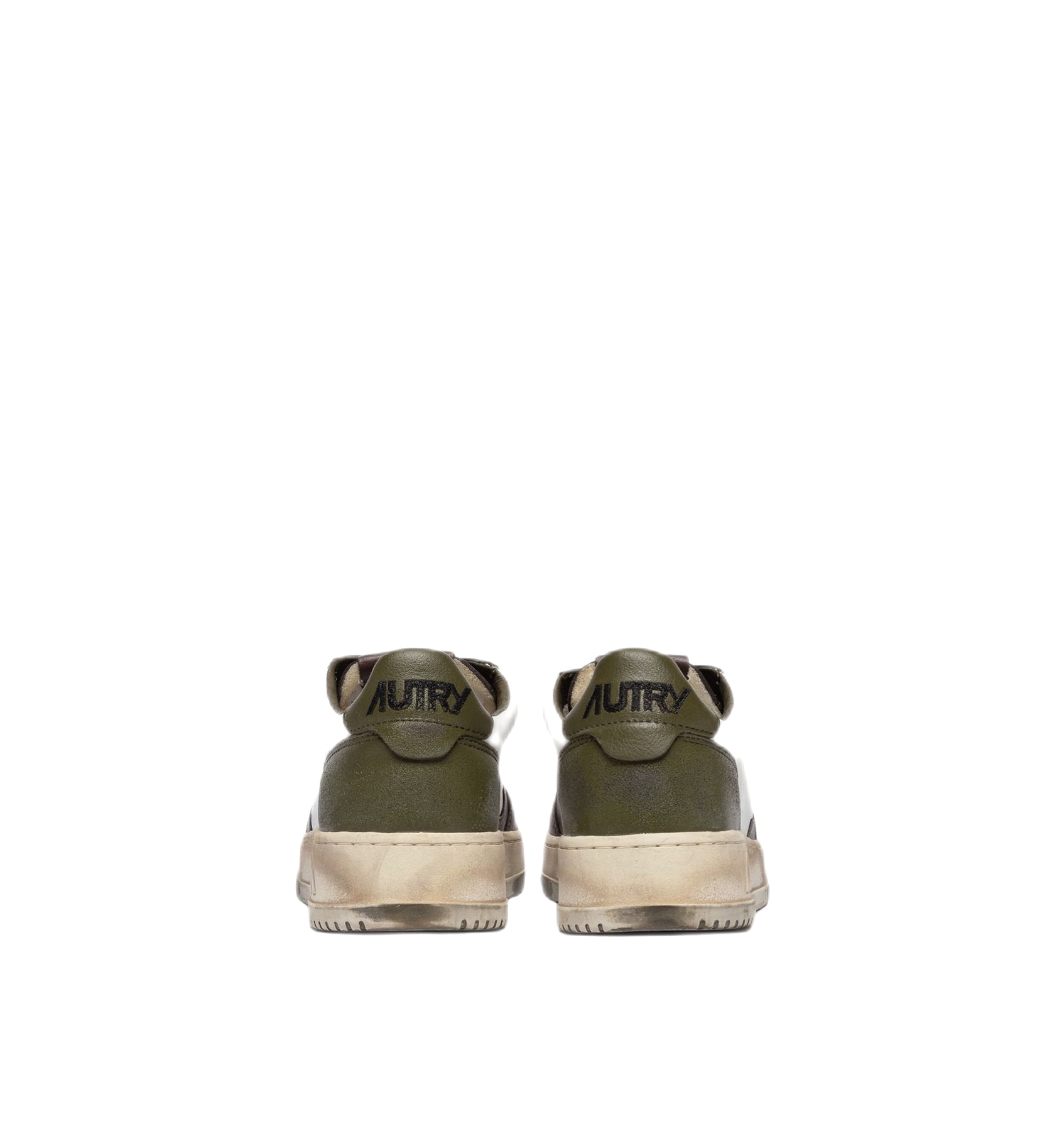 AUTRY - Basket basse Medalist Vintage cuir blanc / marron / kaki