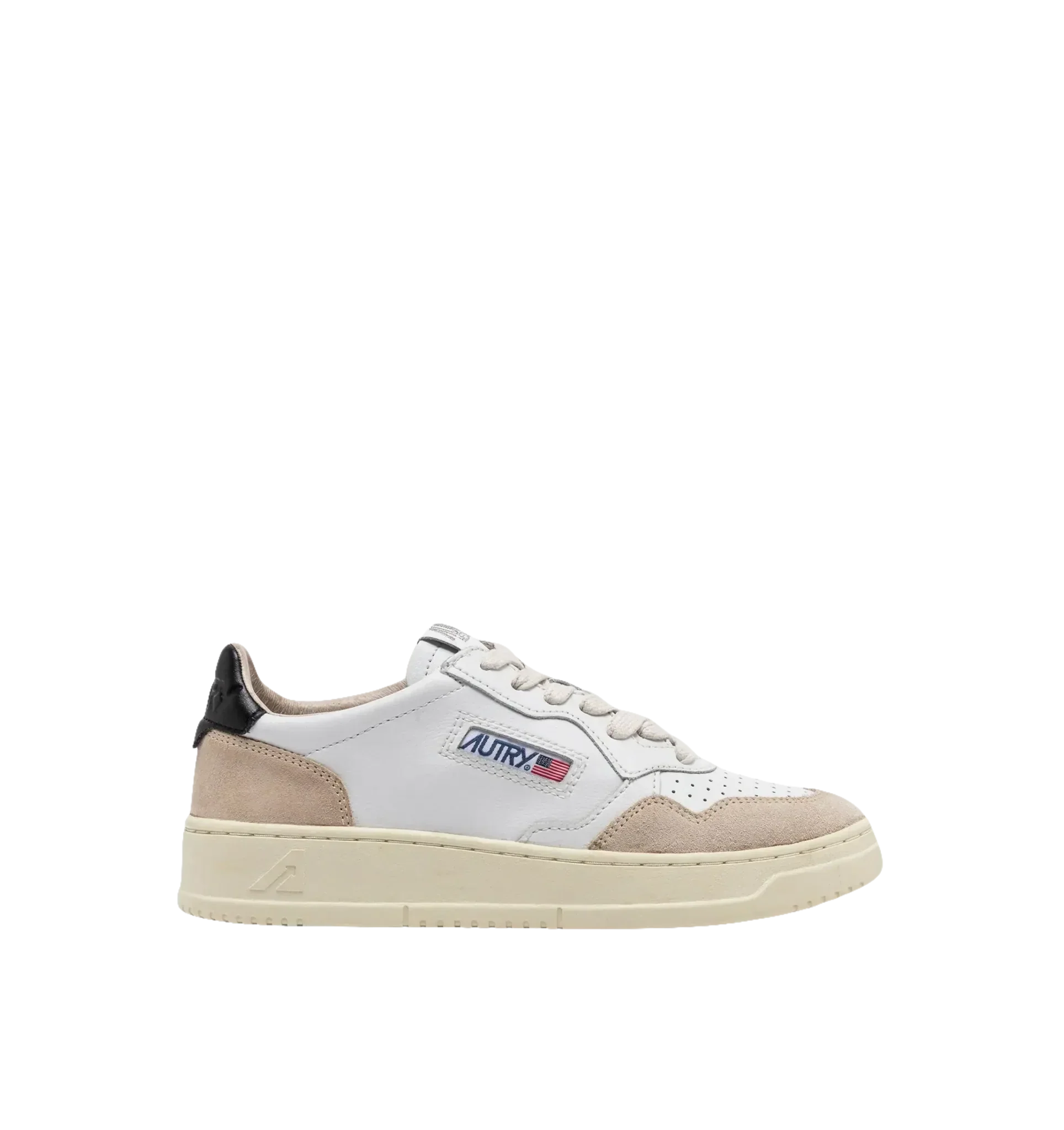 AUTRY - BASKETS MEDALIST LOW EN CUIR BLANC ET NOIR ET DAIM BEIGE - Lothaire