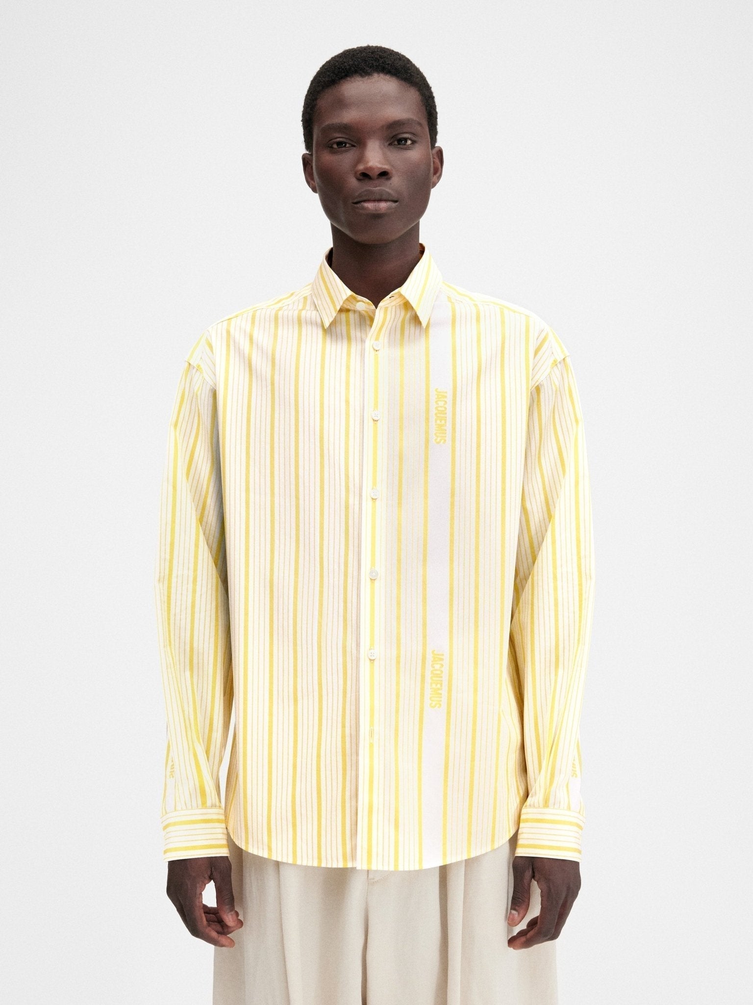 JACQUEMUS - La chemise Simon Business logo Yellow/White
