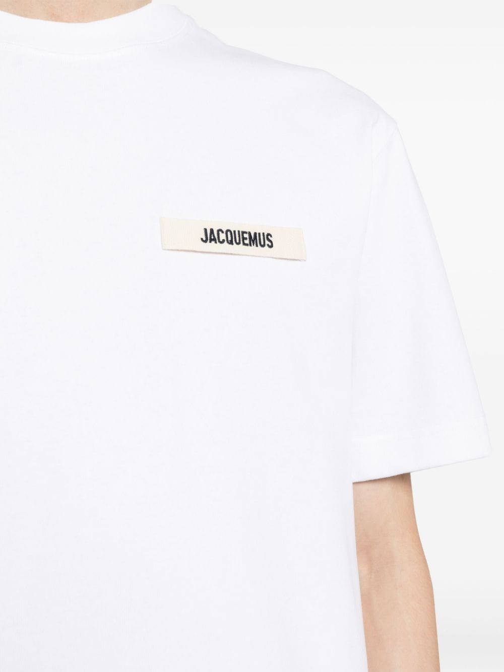 Jacquemus T-shirt blanc logo patch Gros Grain