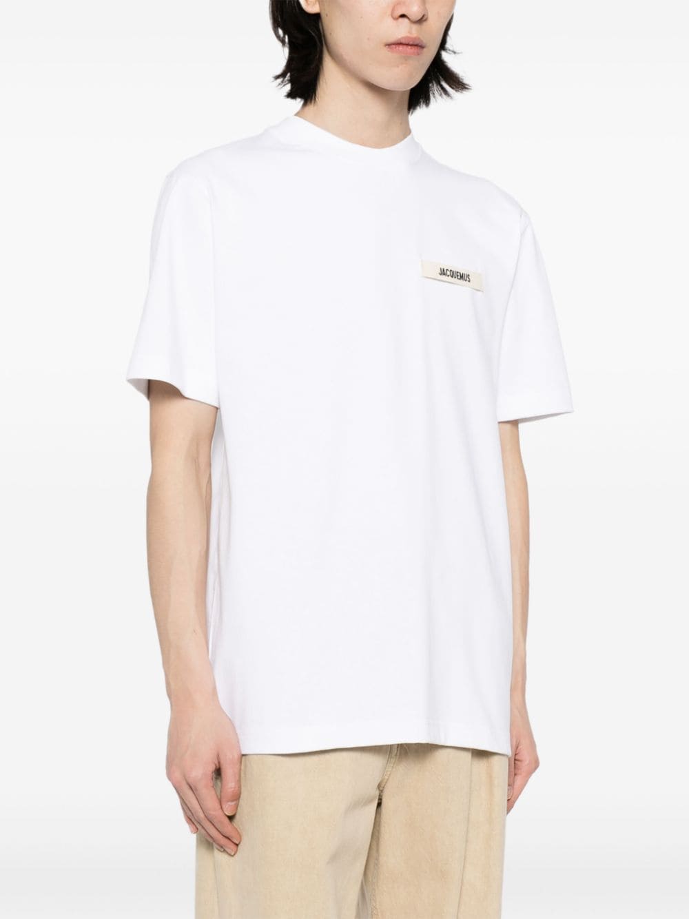 Jacquemus T-shirt blanc logo patch Gros Grain