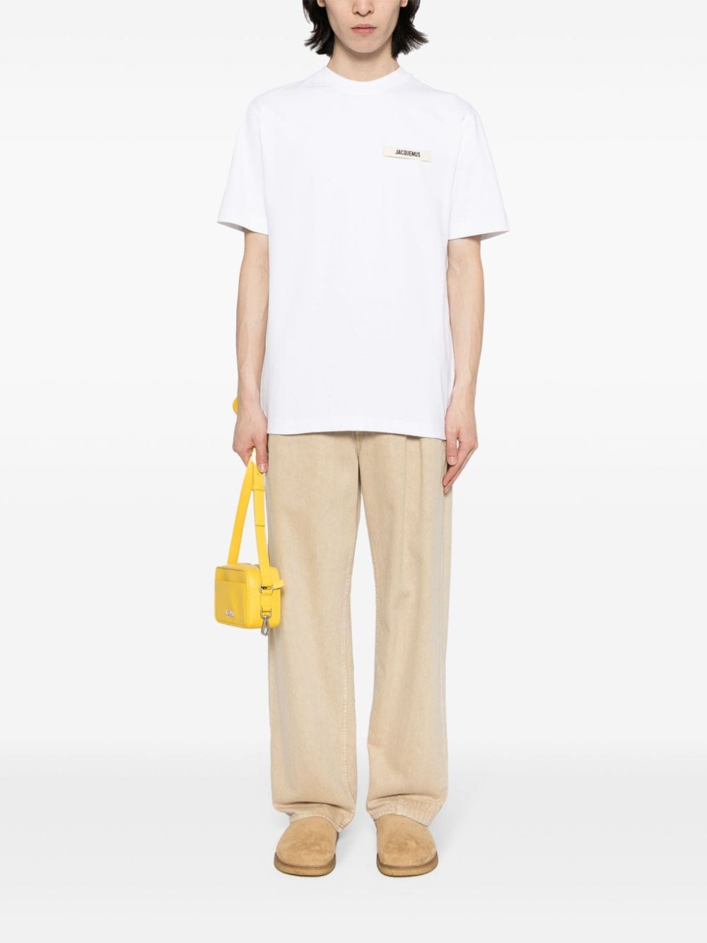 Jacquemus T-shirt blanc logo patch Gros Grain