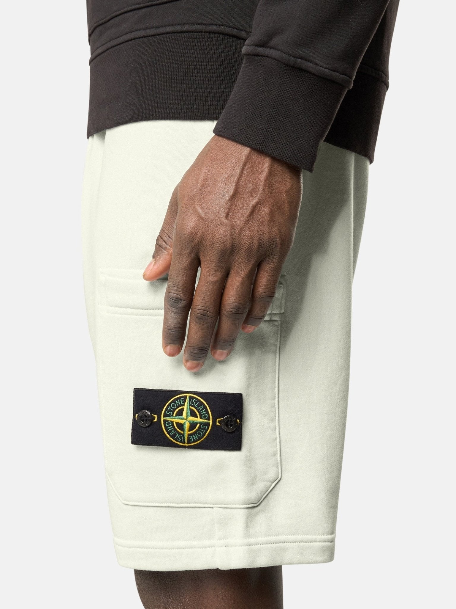 STONE ISLAND - Bermuda cargo à poches et à cordon de serrage à la taille Bleu ciel