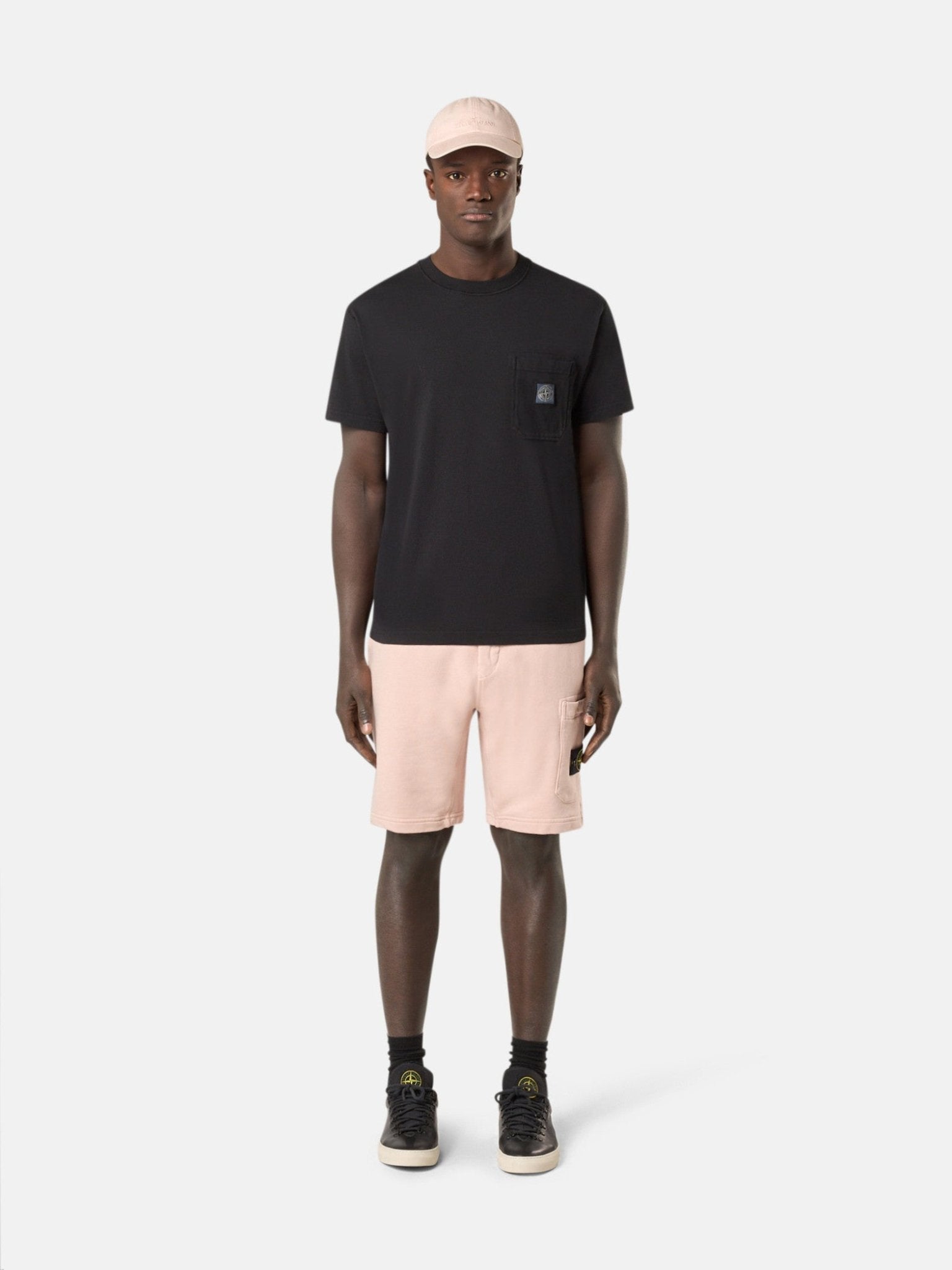 STONE ISLAND - Bermuda cargo à poches et à cordon de serrage à la taille Rose