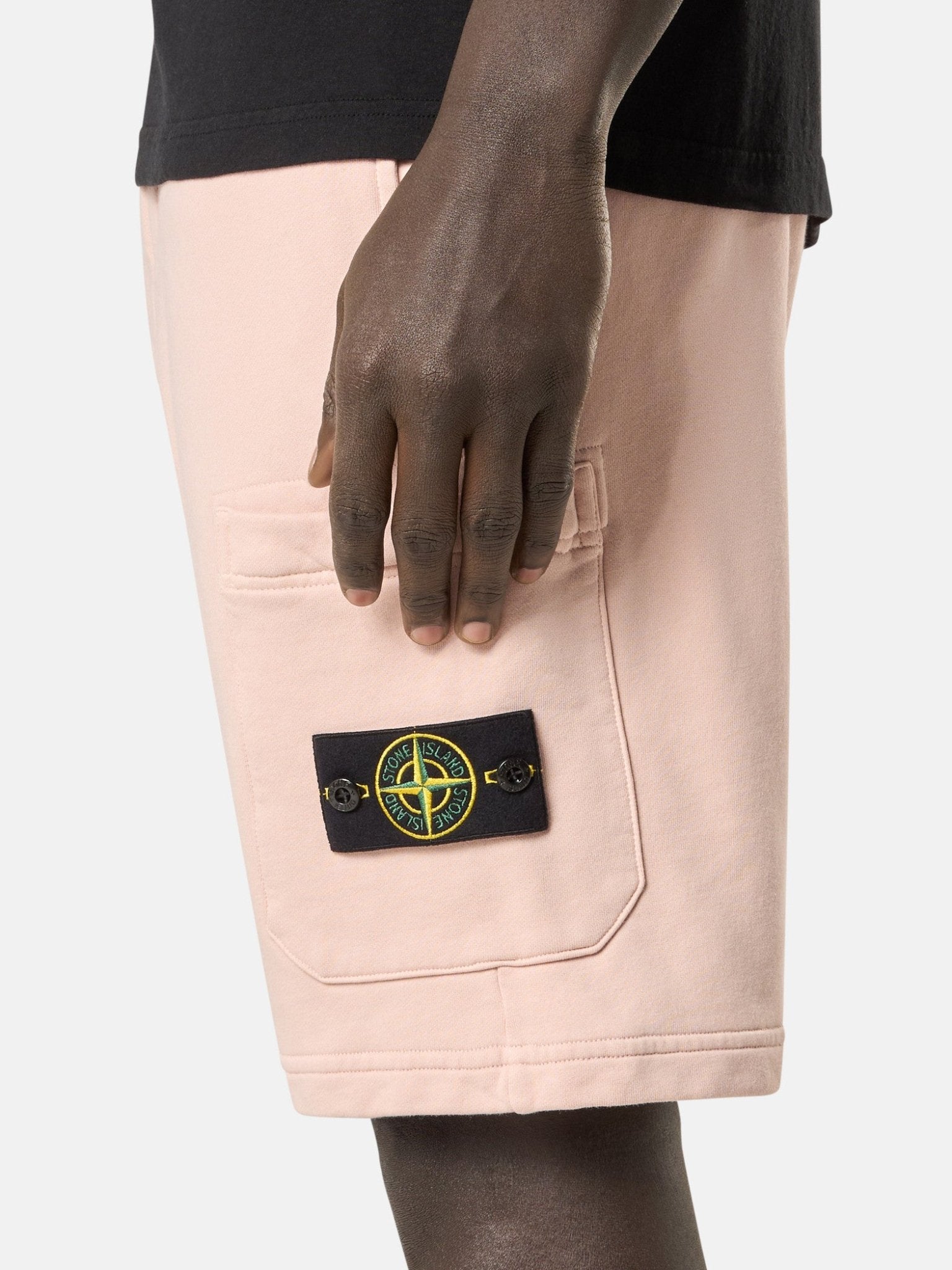 STONE ISLAND - Bermuda cargo à poches et à cordon de serrage à la taille Rose