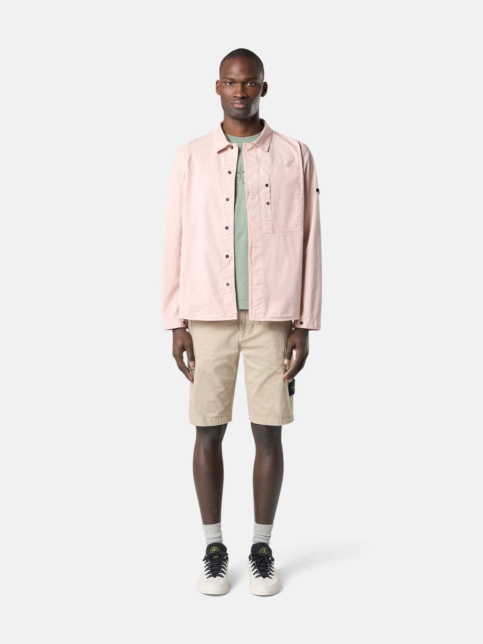 STONE ISLAND - Bermuda cargo coupe slim à poches zippées Desert