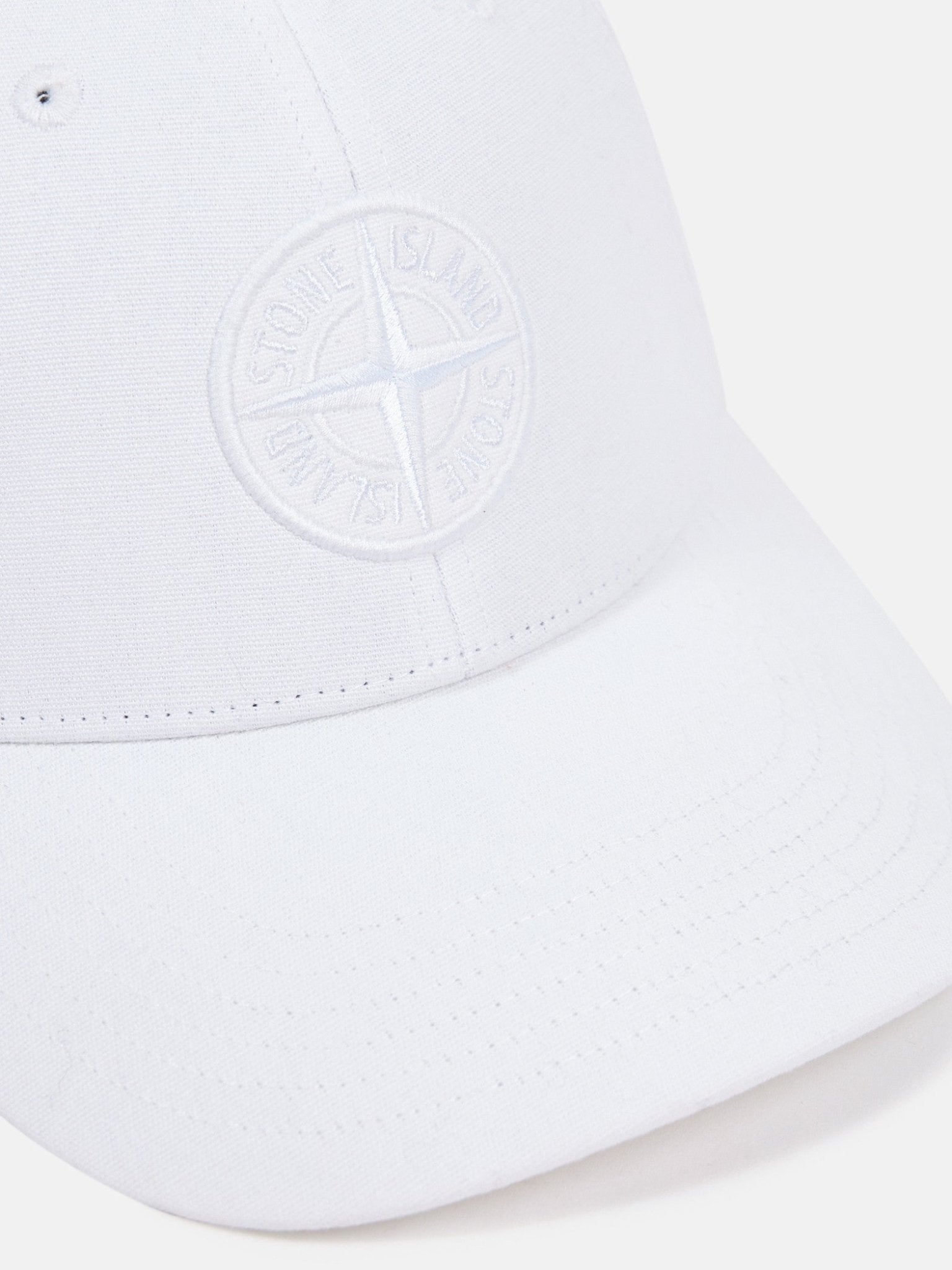 STONE ISLAND - Casquette en coton avec logo brodé Blanc
