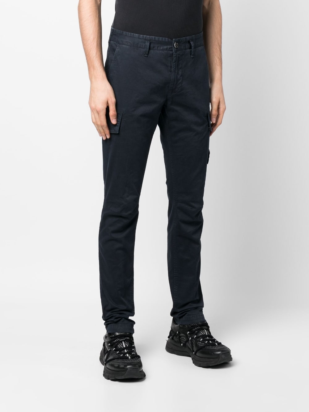 Stone Island Pantalon bleu cargo 30410 SUPIMA® COTTON