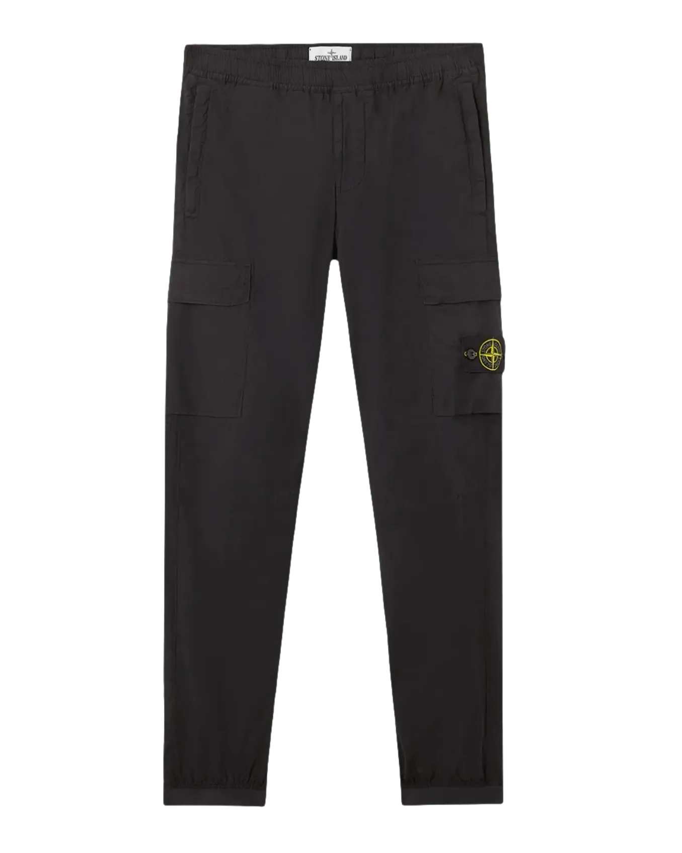 STONE ISLAND - Pantalon cargo coupe fuselée regular à poches zippées Noir