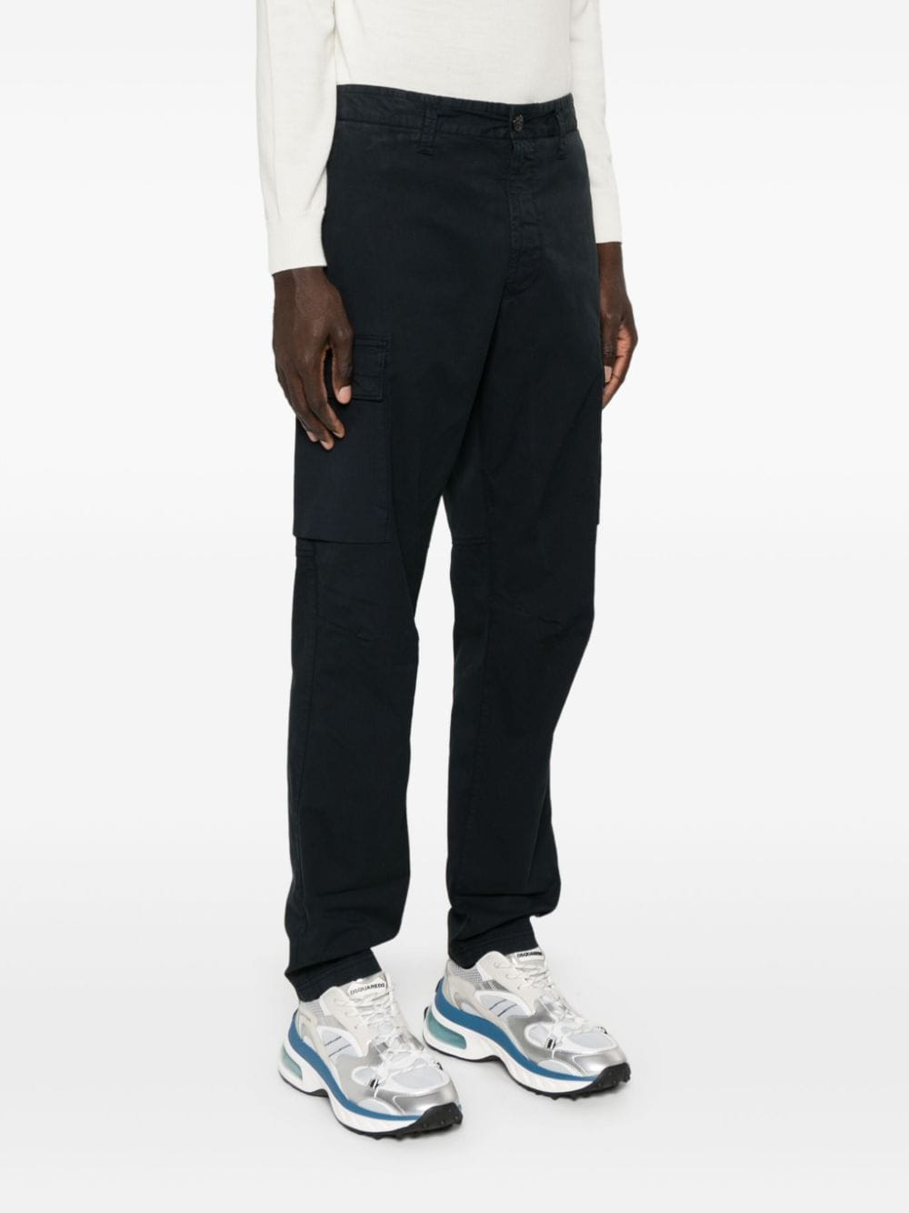 STONE ISLAND - pantalon fuselé à poches cargo bleu marine