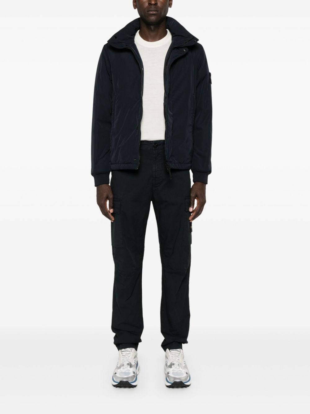 STONE ISLAND - pantalon fuselé à poches cargo bleu marine
