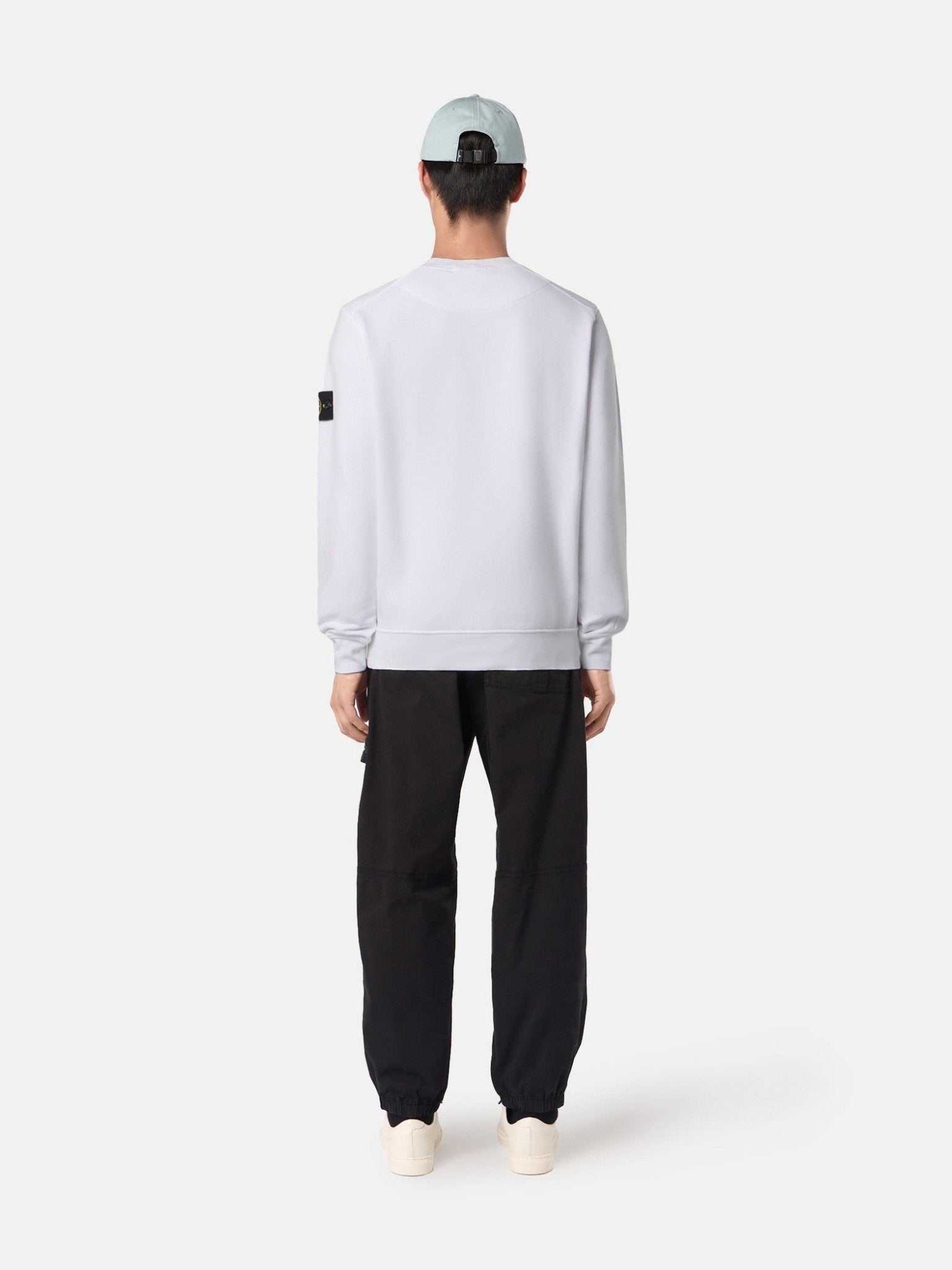 STONE ISLAND - Sweat-shirt ras-du-cou à détails côtelés Blanc