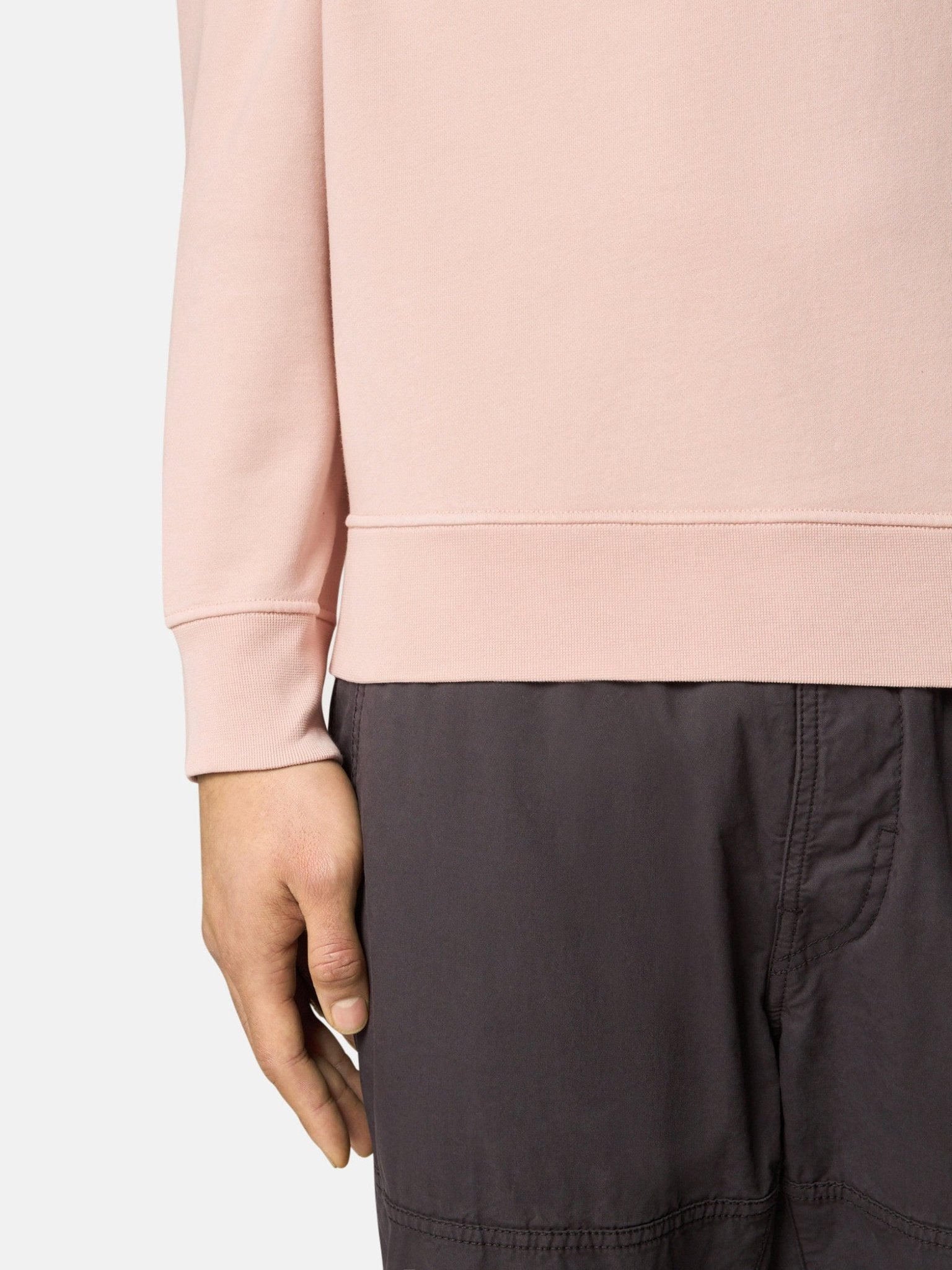 STONE ISLAND - Sweat-shirt ras-du-cou à détails côtelés Rose