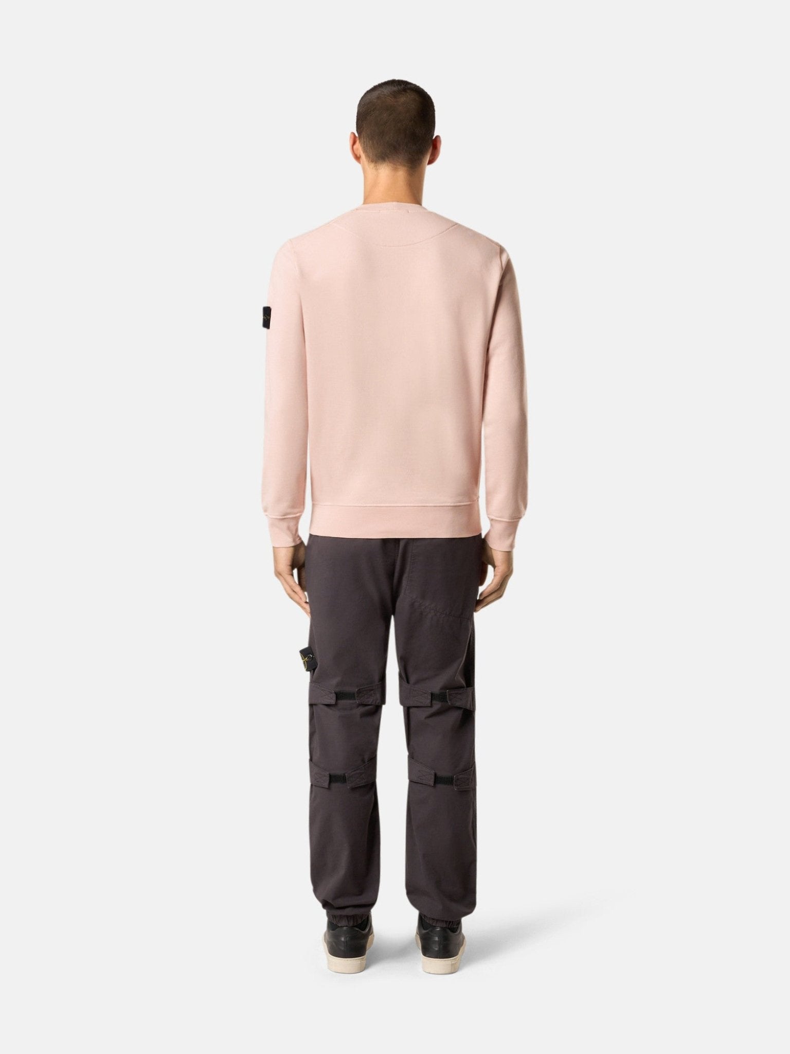 STONE ISLAND - Sweat-shirt ras-du-cou à détails côtelés Rose