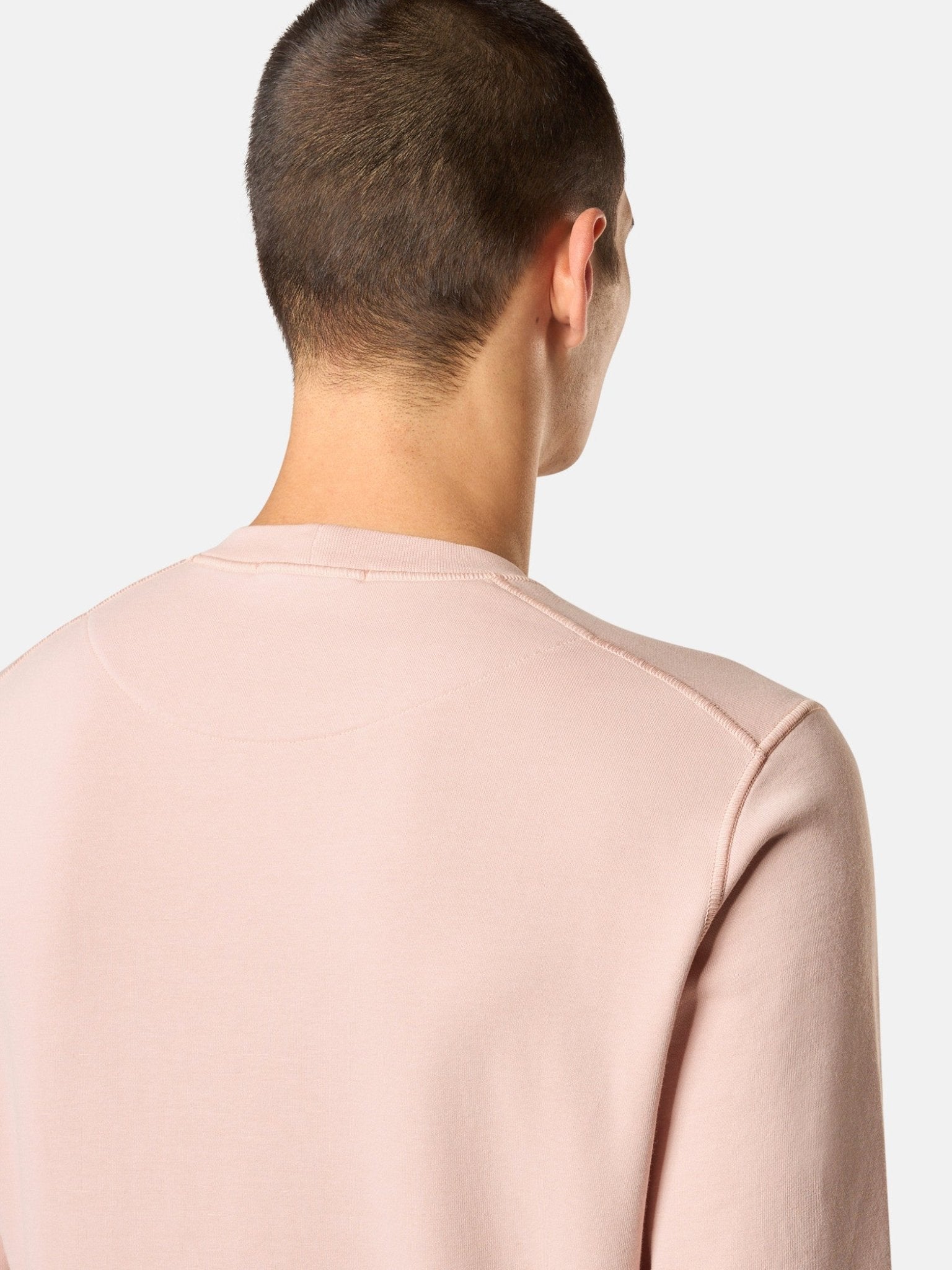 STONE ISLAND - Sweat-shirt ras-du-cou à détails côtelés Rose