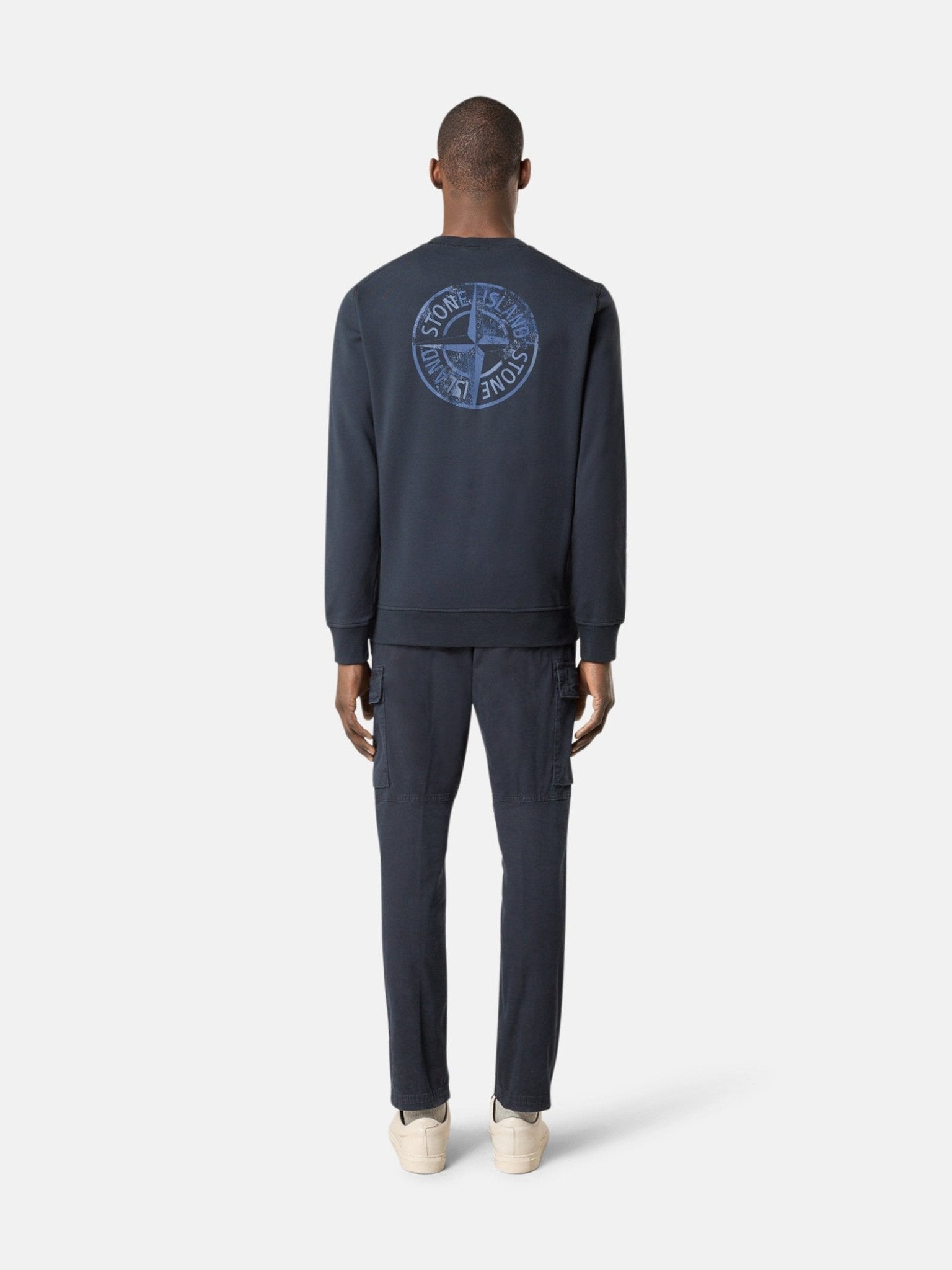 STONE ISLAND - Sweat-shirt ras-du-cou avec imprimé « Institutional Five » Bleu marine