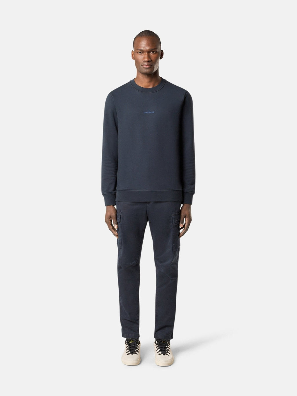 STONE ISLAND - Sweat-shirt ras-du-cou avec imprimé « Institutional Five » Bleu marine