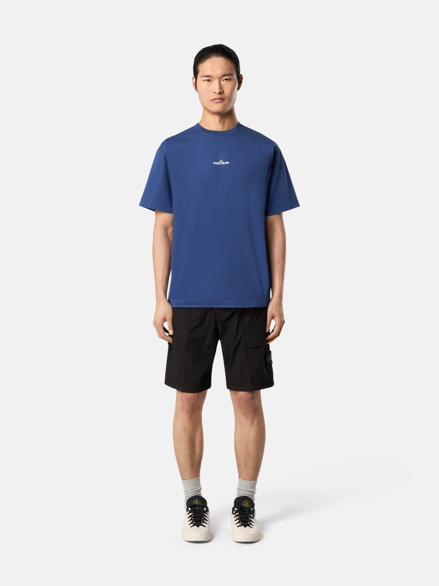 STONE ISLAND - T-shirt à manches courtes avec imprimé Bleu
