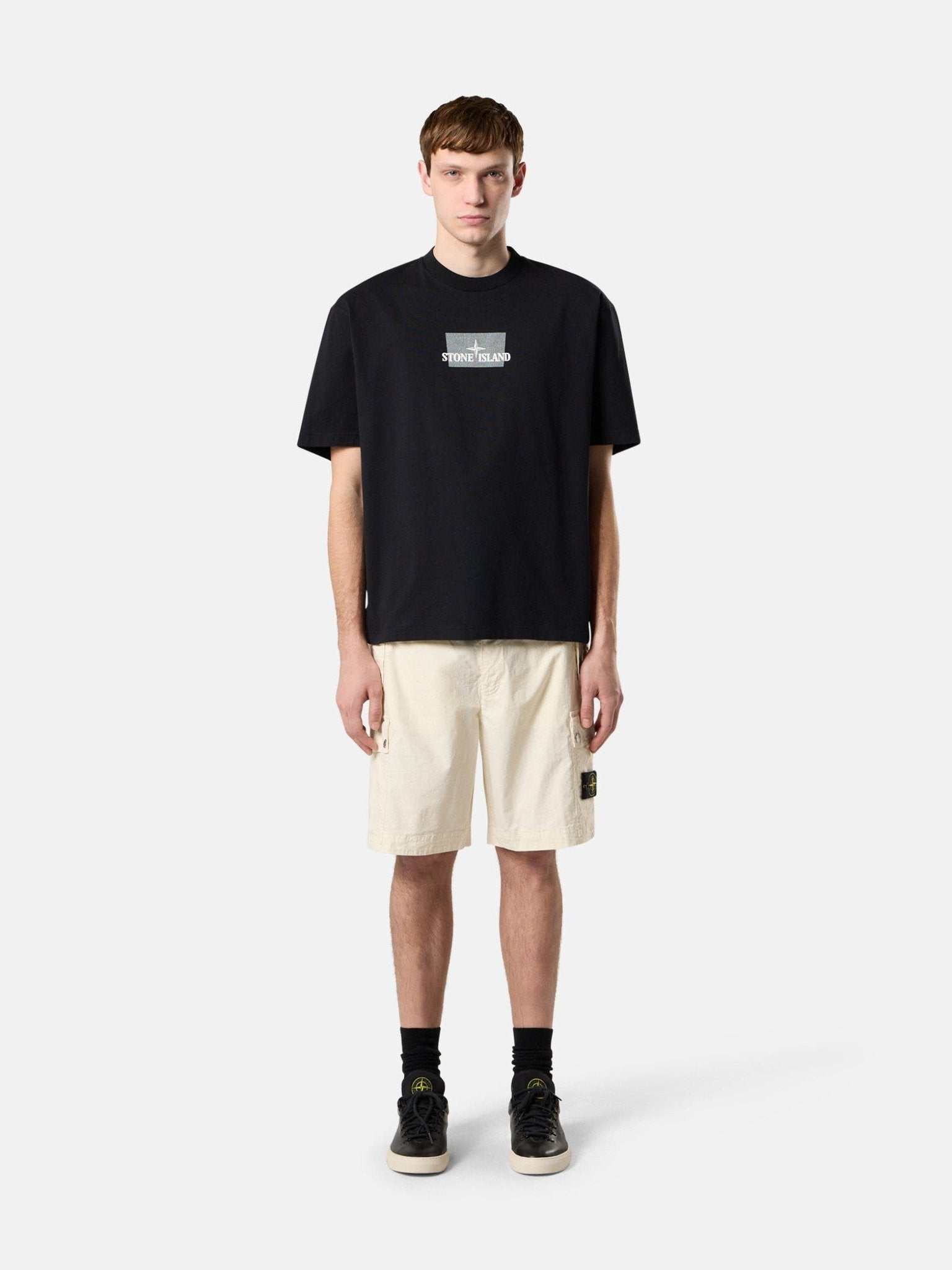 STONE ISLAND - T-shirt à manches courtes avec imprimé Noir