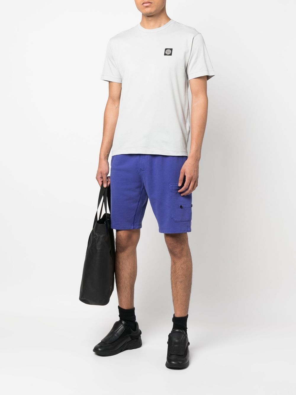 Stone Island T-shirt blanc en coton à motif compass
