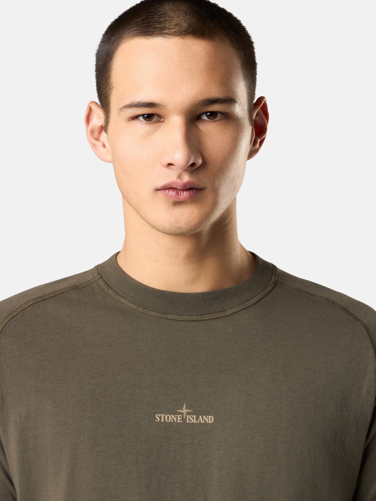 STONE ISLAND - T-shirt coupe slim avec imprimé Vert Kaki