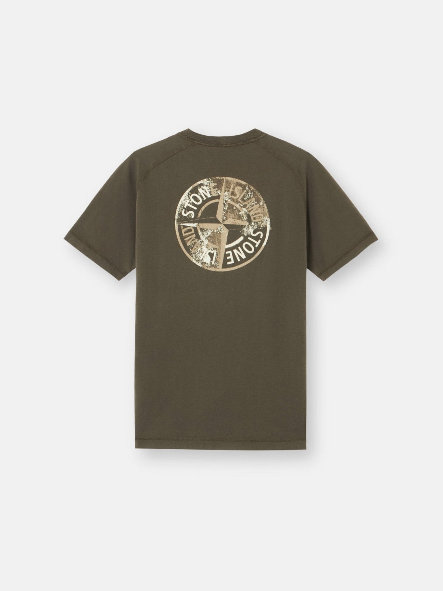 STONE ISLAND - T-shirt coupe slim avec imprimé Vert Kaki