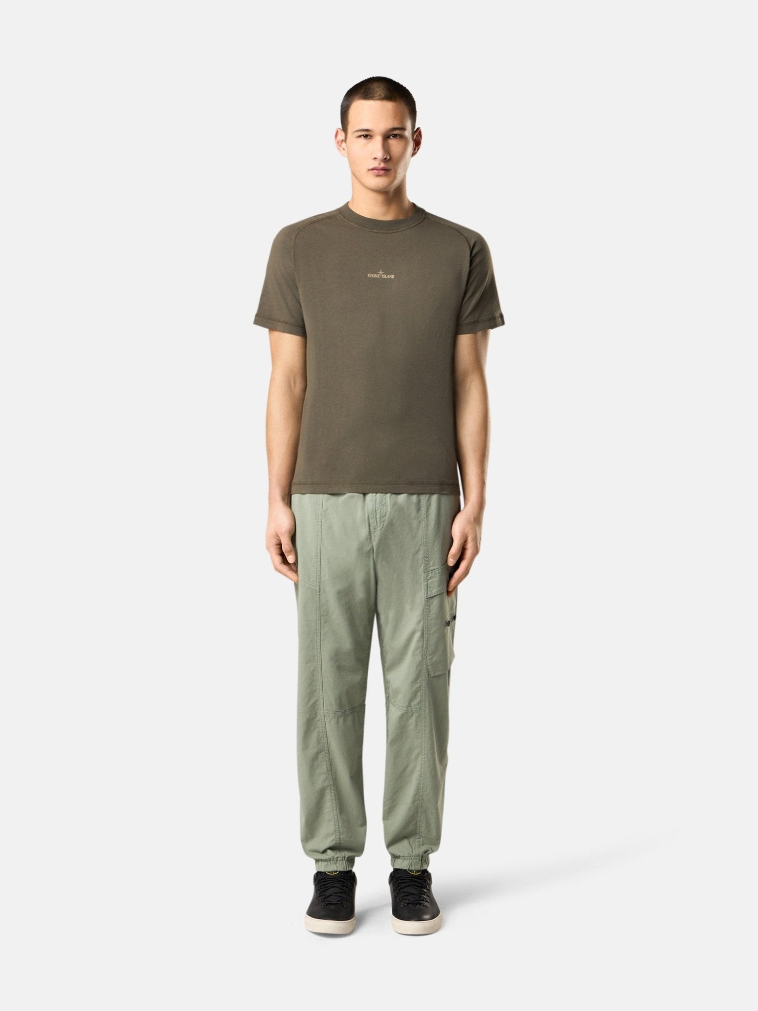 STONE ISLAND - T-shirt coupe slim avec imprimé Vert Kaki