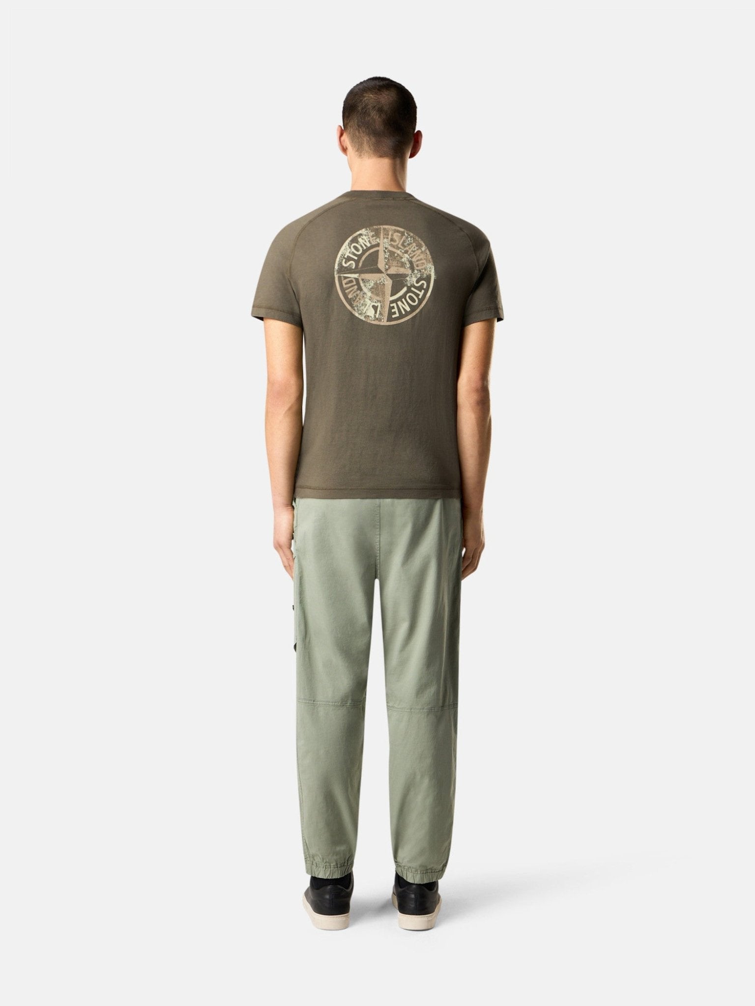 STONE ISLAND - T-shirt coupe slim avec imprimé Vert Kaki
